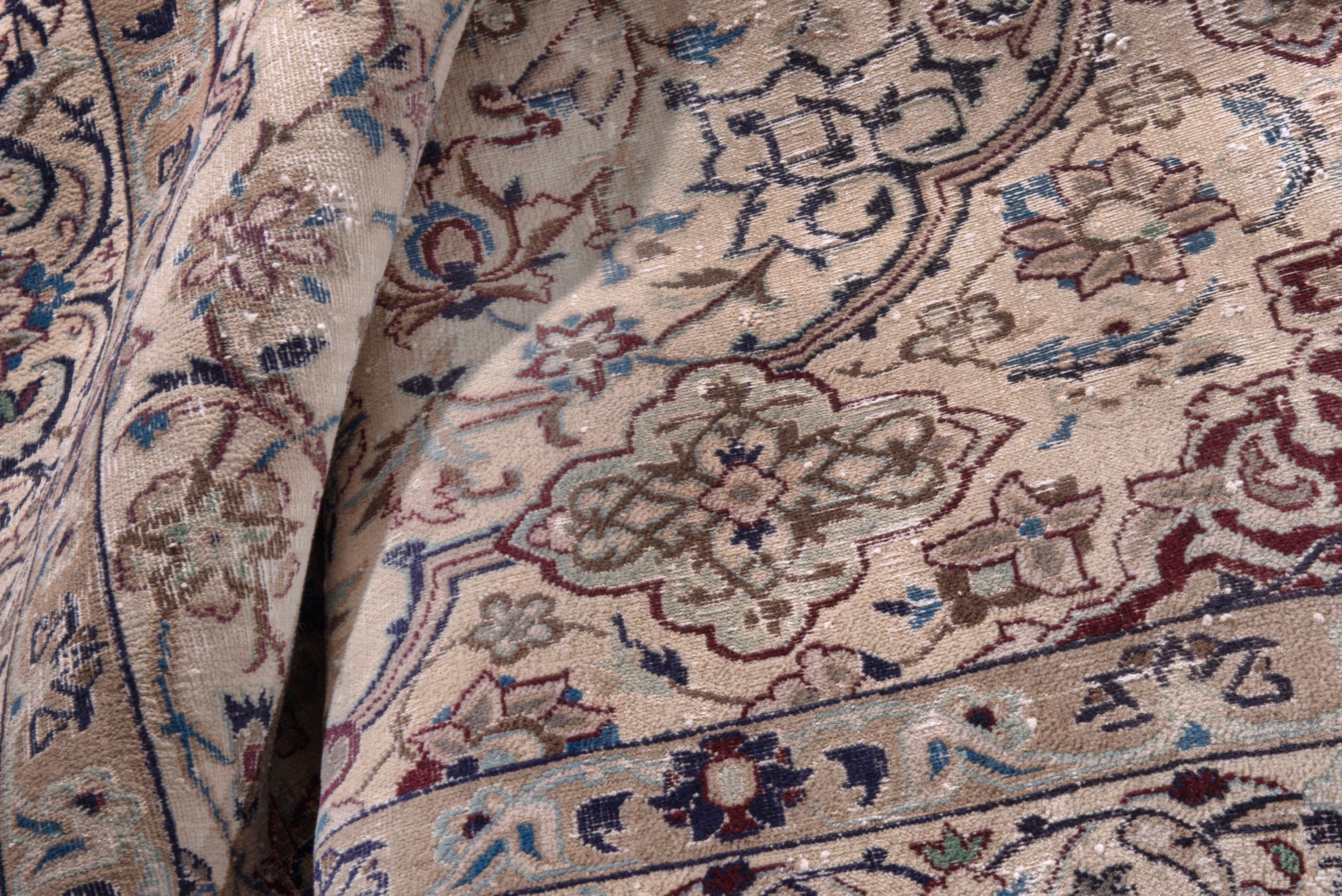 Persian Nain area rug in cream and burgundy, view 19 of 22
