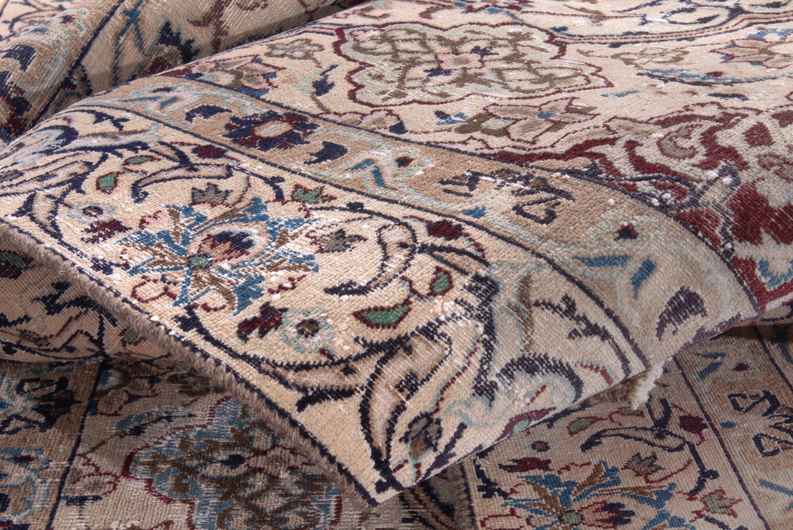 Persian Nain area rug in cream and burgundy, view 20 of 22