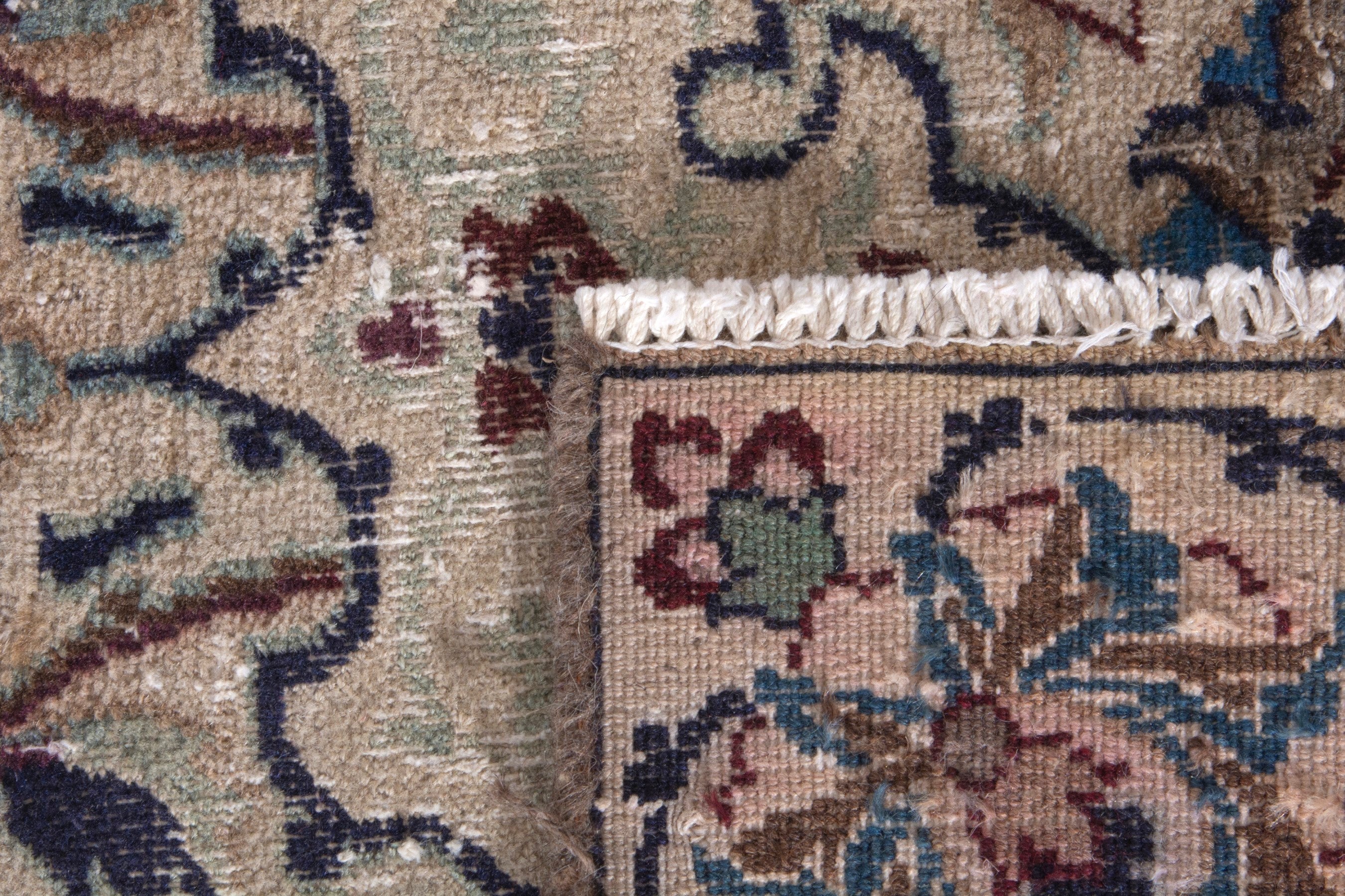 Persian Nain area rug in cream and burgundy, view 22 of 22