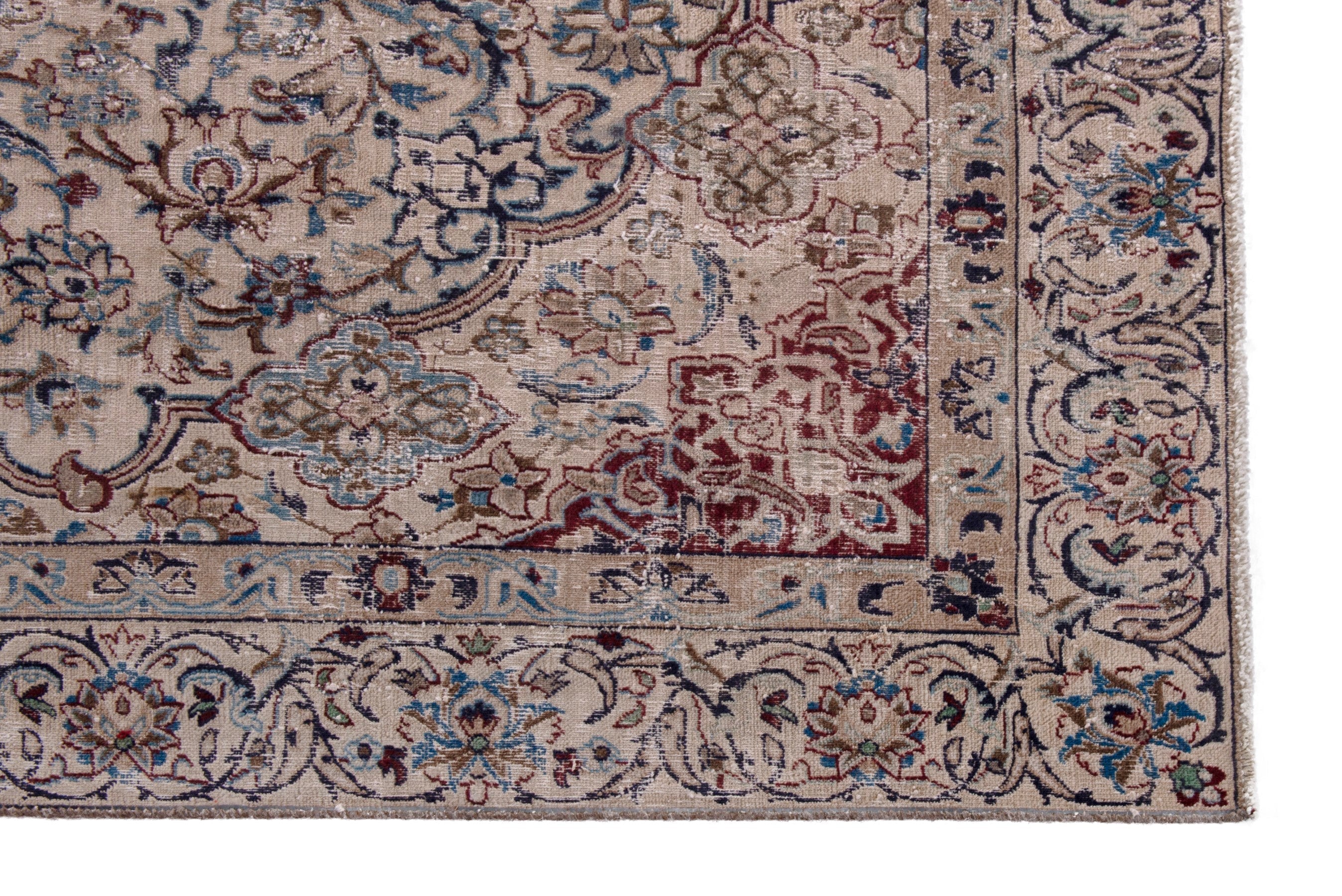 Persian Nain area rug in cream and burgundy, view 5 of 22