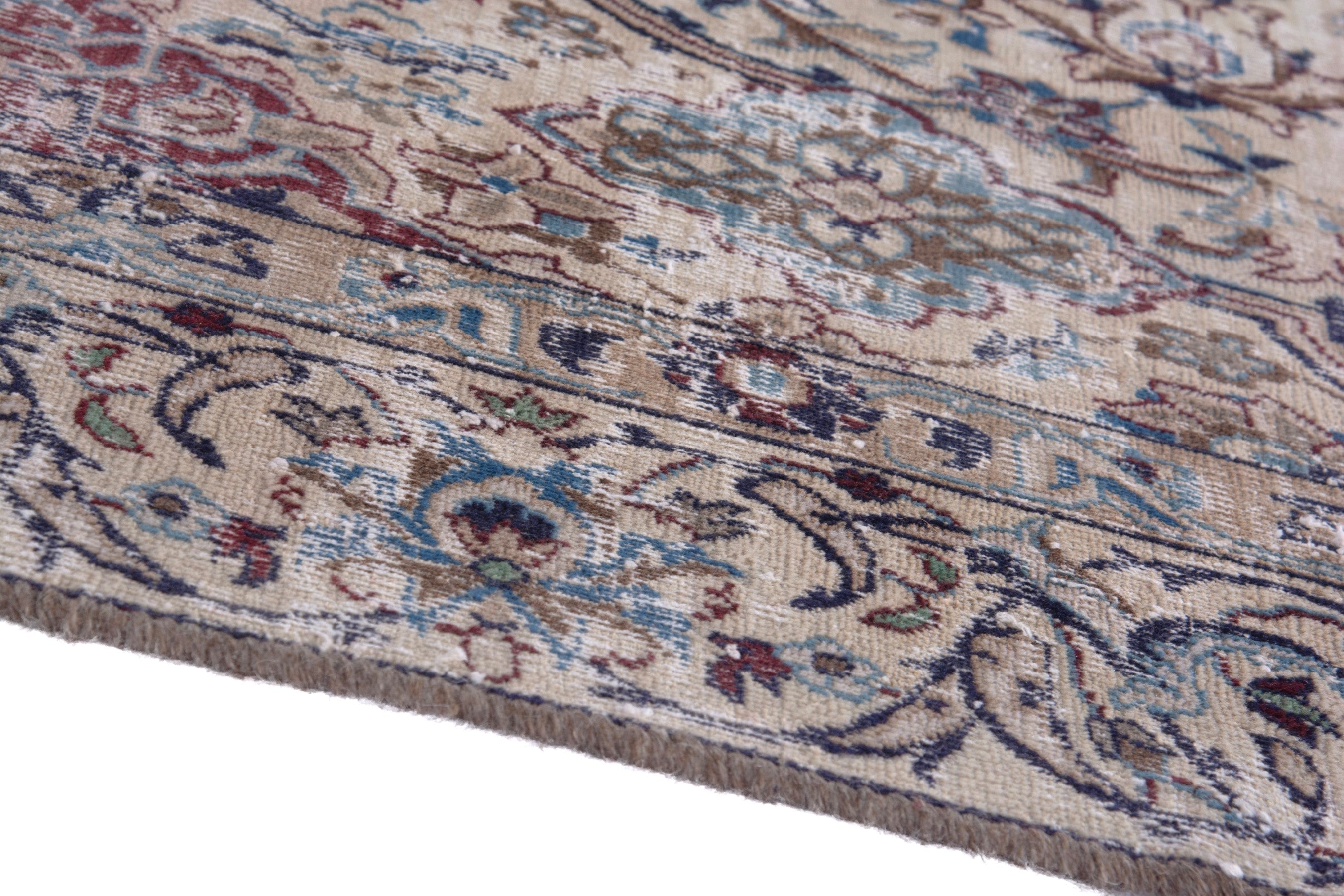 Persian Nain area rug in cream and burgundy, view 8 of 22