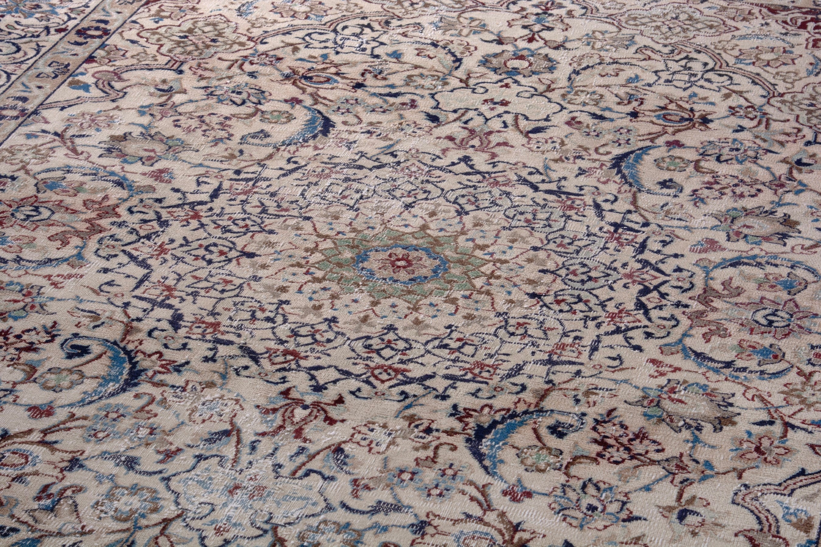 Persian Nain area rug in cream and burgundy, view 9 of 22