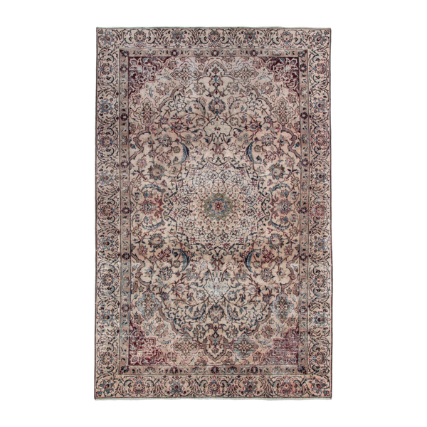 Persian Nain area rug in cream and burgundy, 5'9" x 9'2"