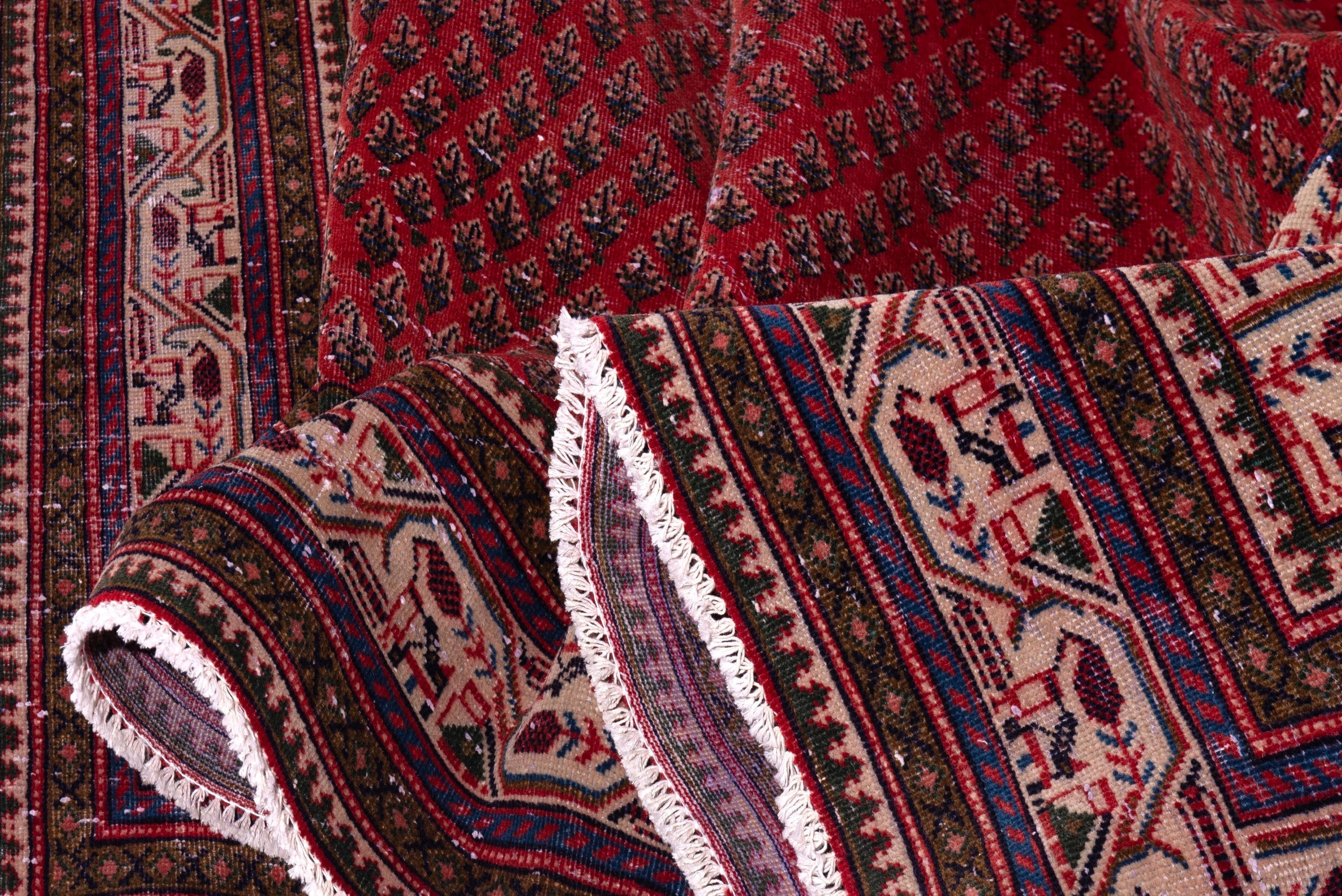 Persian Arak area rug in deep red and burgundy, view 17 of 23
