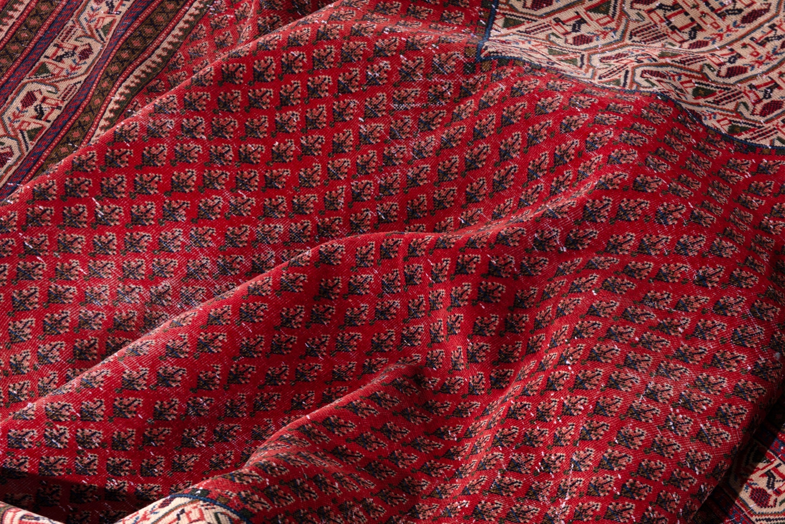 Persian Arak area rug in deep red and burgundy, view 18 of 23