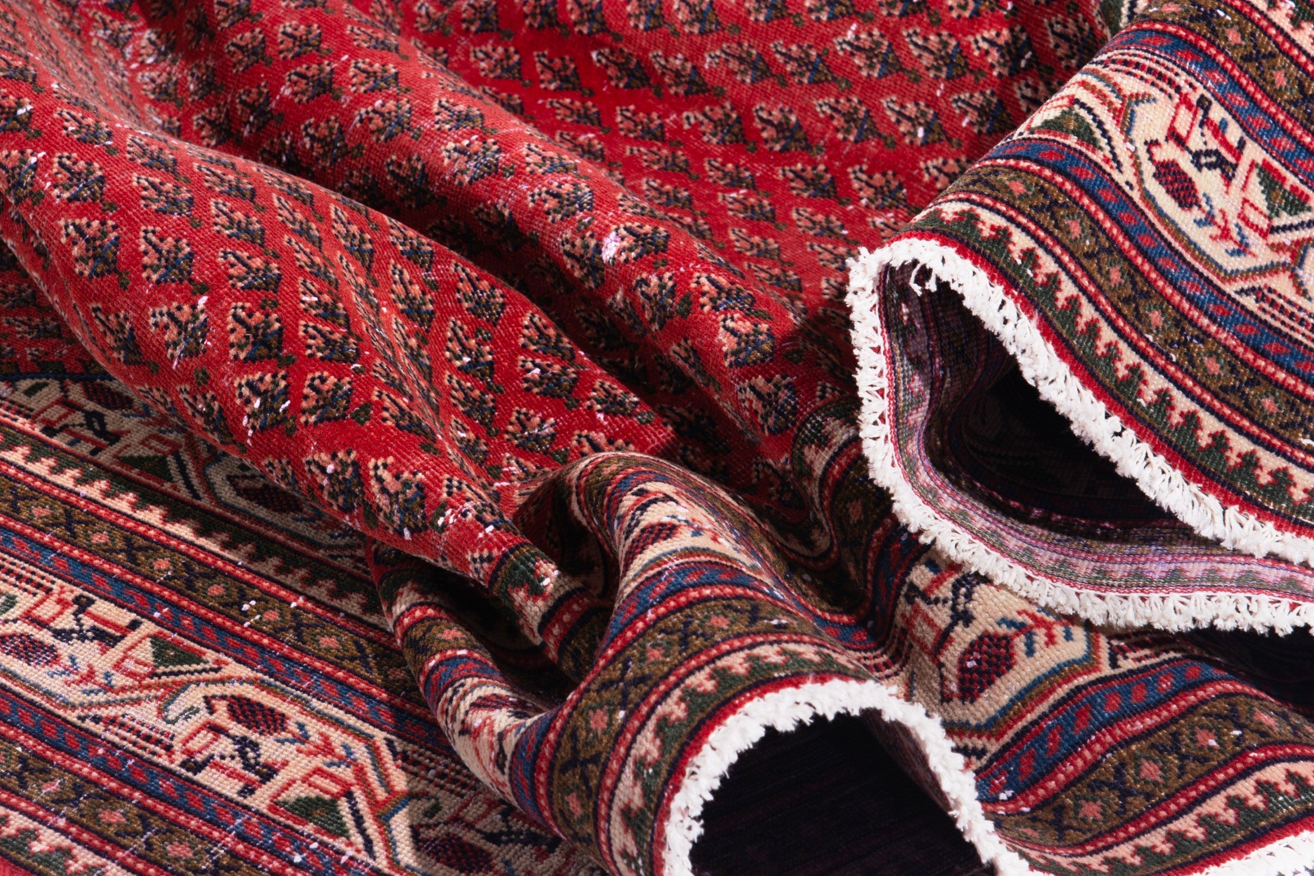 Persian Arak area rug in deep red and burgundy, view 22 of 23