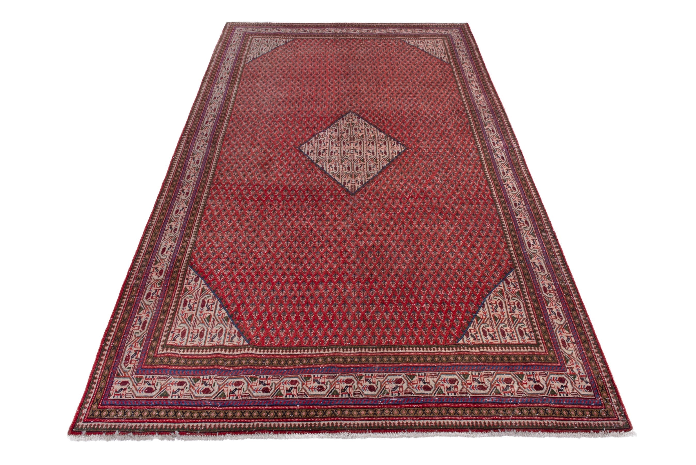 Persian Arak area rug in deep red and burgundy, view 3 of 23