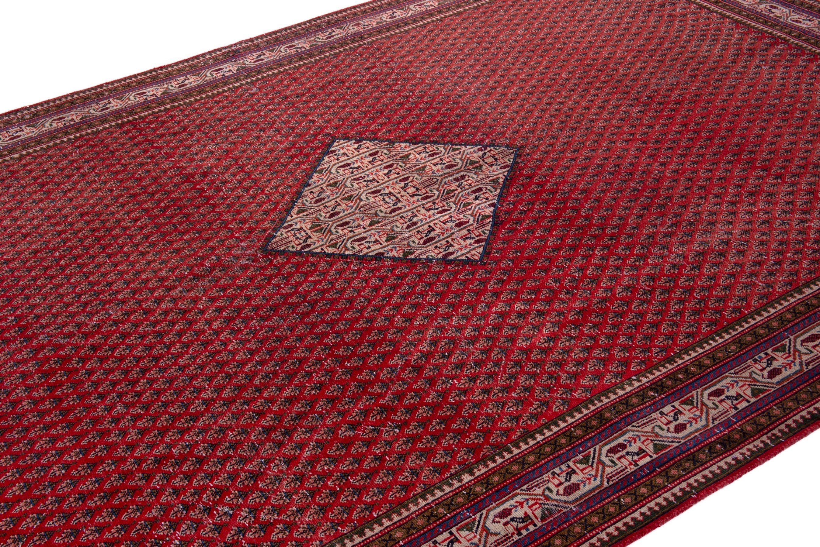 Persian Arak area rug in deep red and burgundy, view 6 of 23