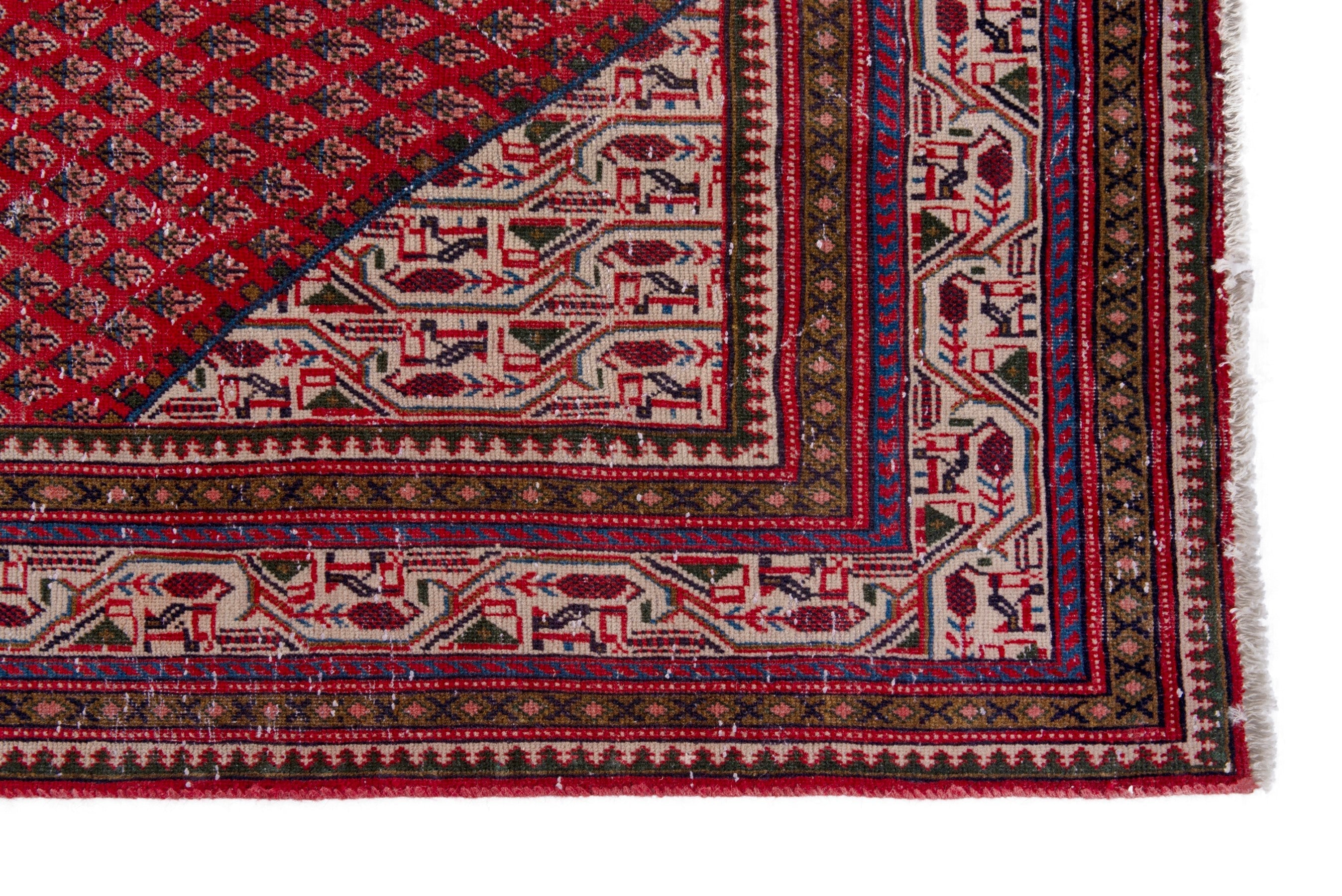 Persian Arak area rug in deep red and burgundy, view 5 of 23