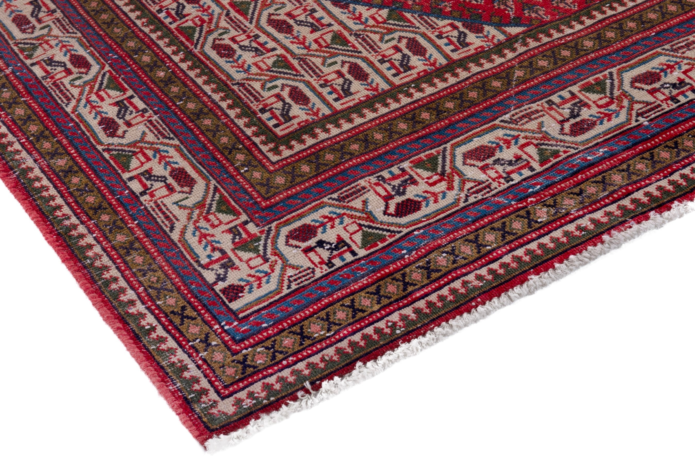 Persian Arak area rug in deep red and burgundy, view 4 of 23