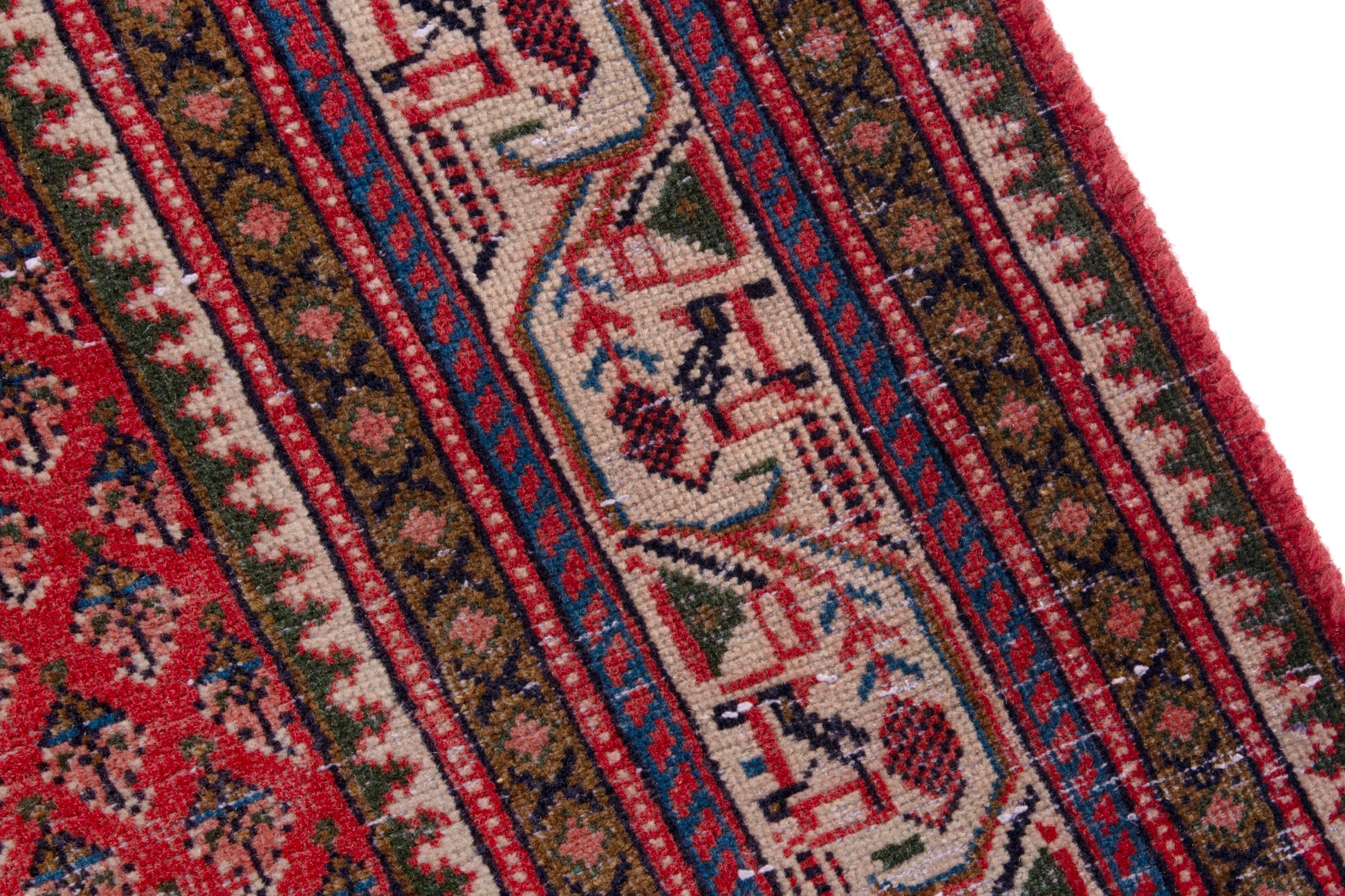 Persian Arak area rug in deep red and burgundy, view 7 of 23