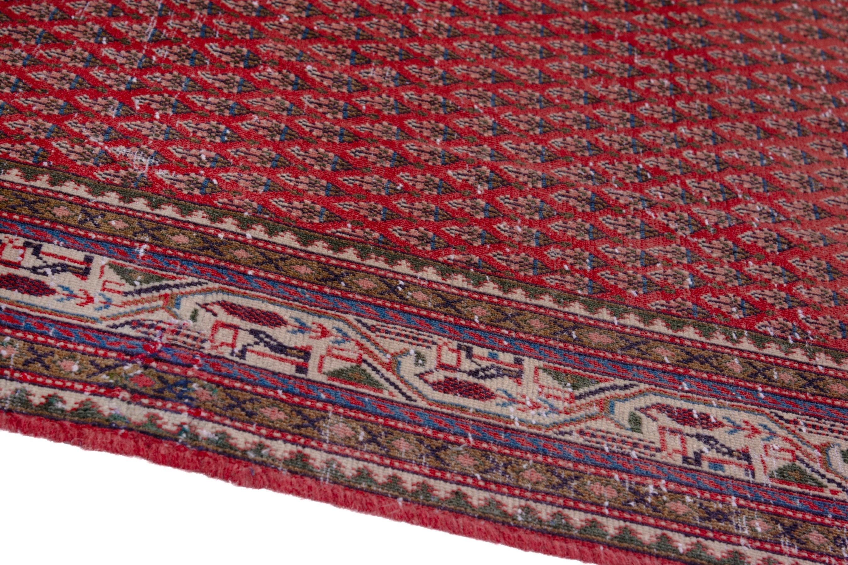 Persian Arak area rug in deep red and burgundy, view 8 of 23
