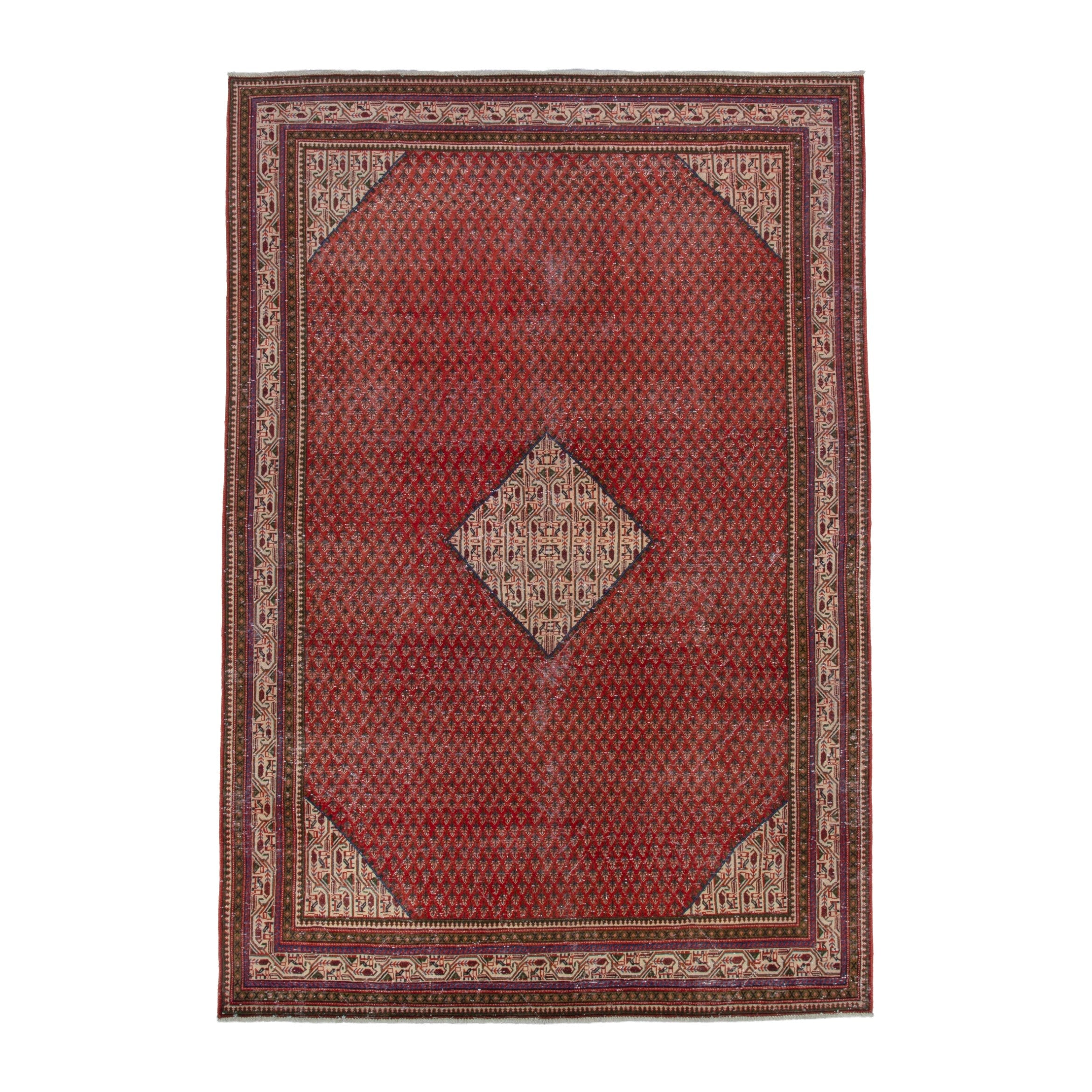 Persian Arak area rug in deep red and burgundy, 6'11" x 10'4"