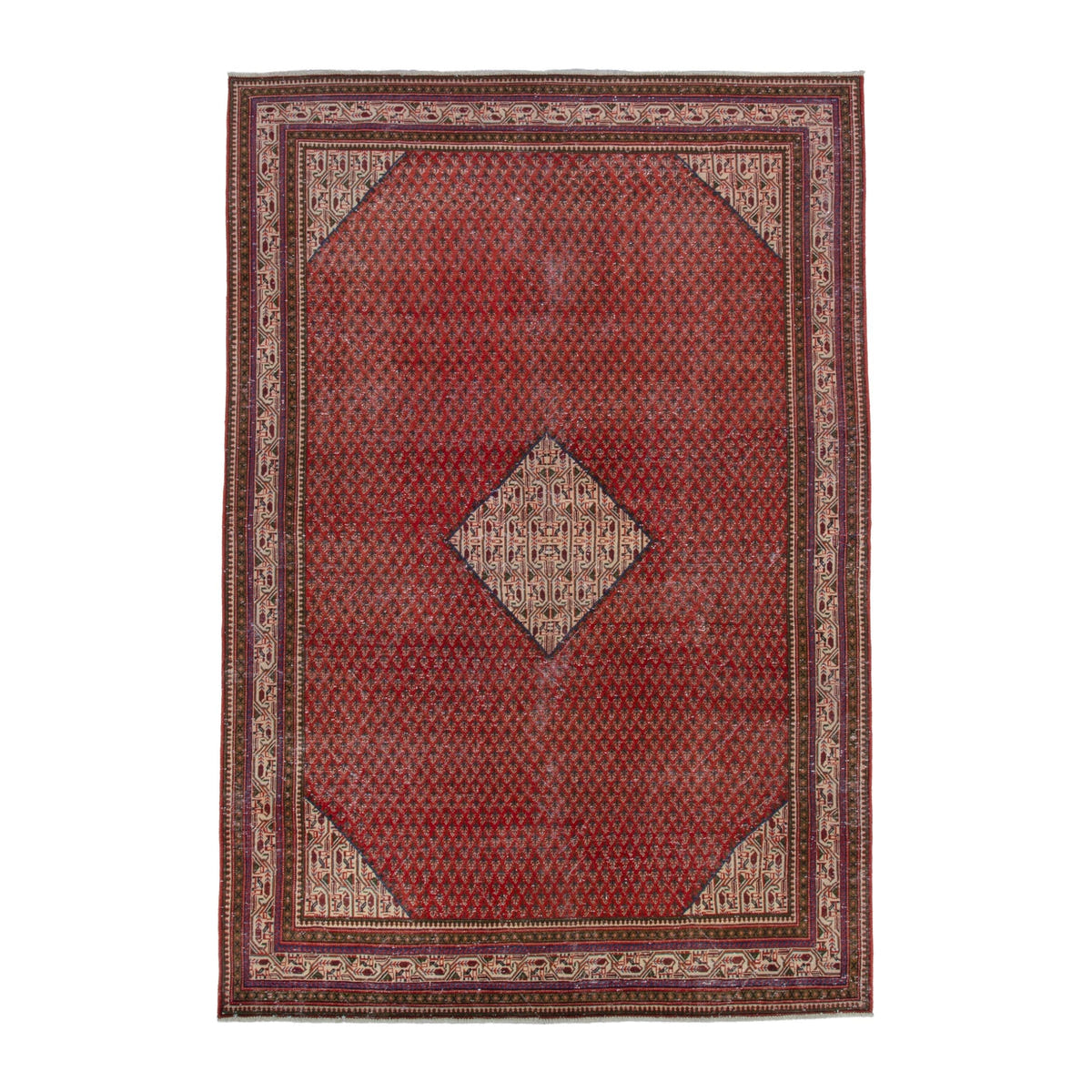 Persian Arak area rug in deep red and burgundy, 6'11" x 10'4"
