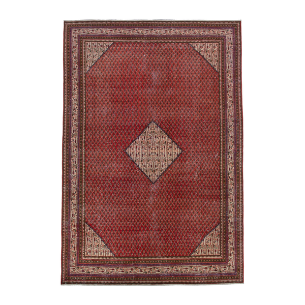 Persian Arak area rug in deep red and burgundy, 6'11" x 10'4"