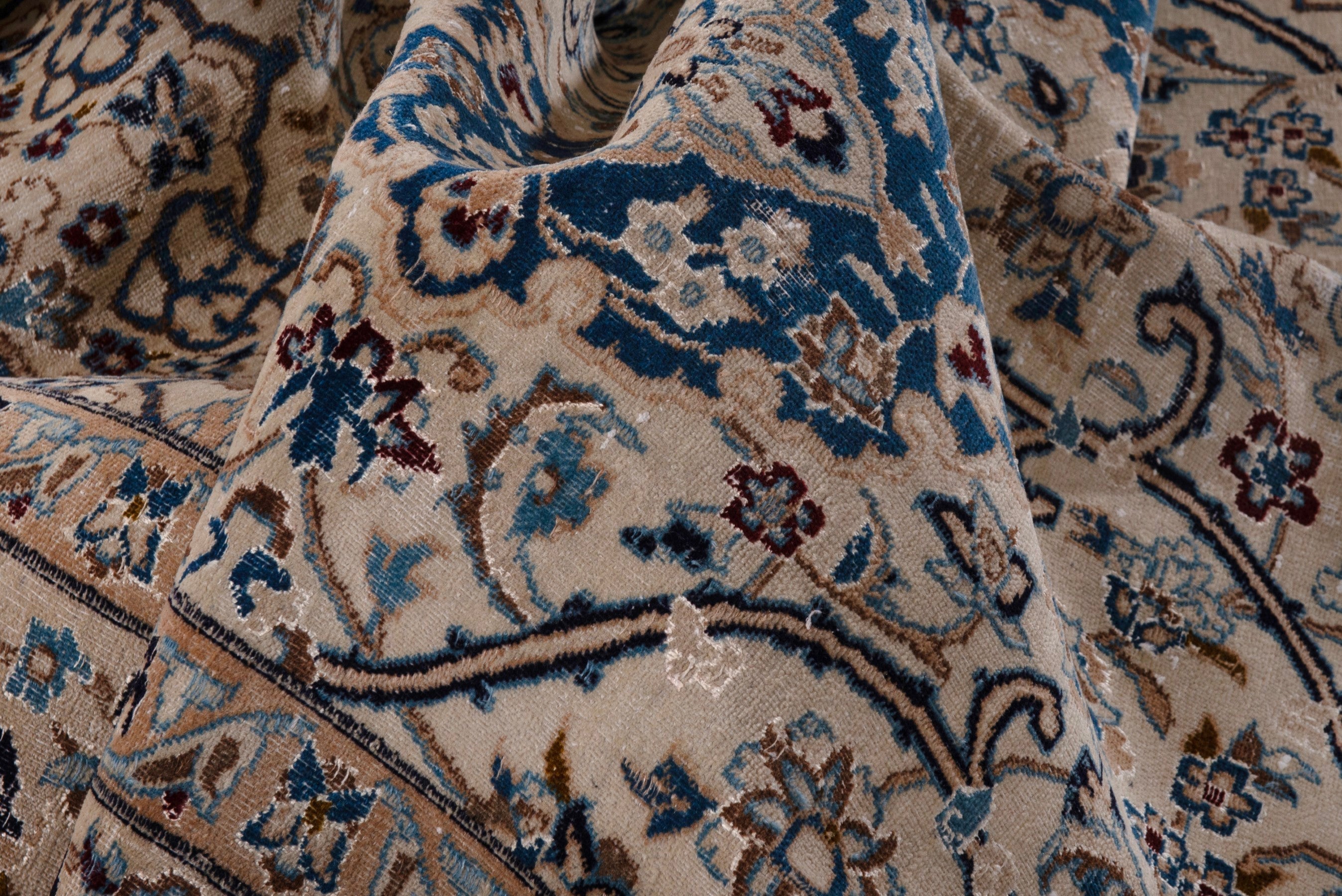 Persian Nain oversized rug in ivory and greige, view 19 of 24
