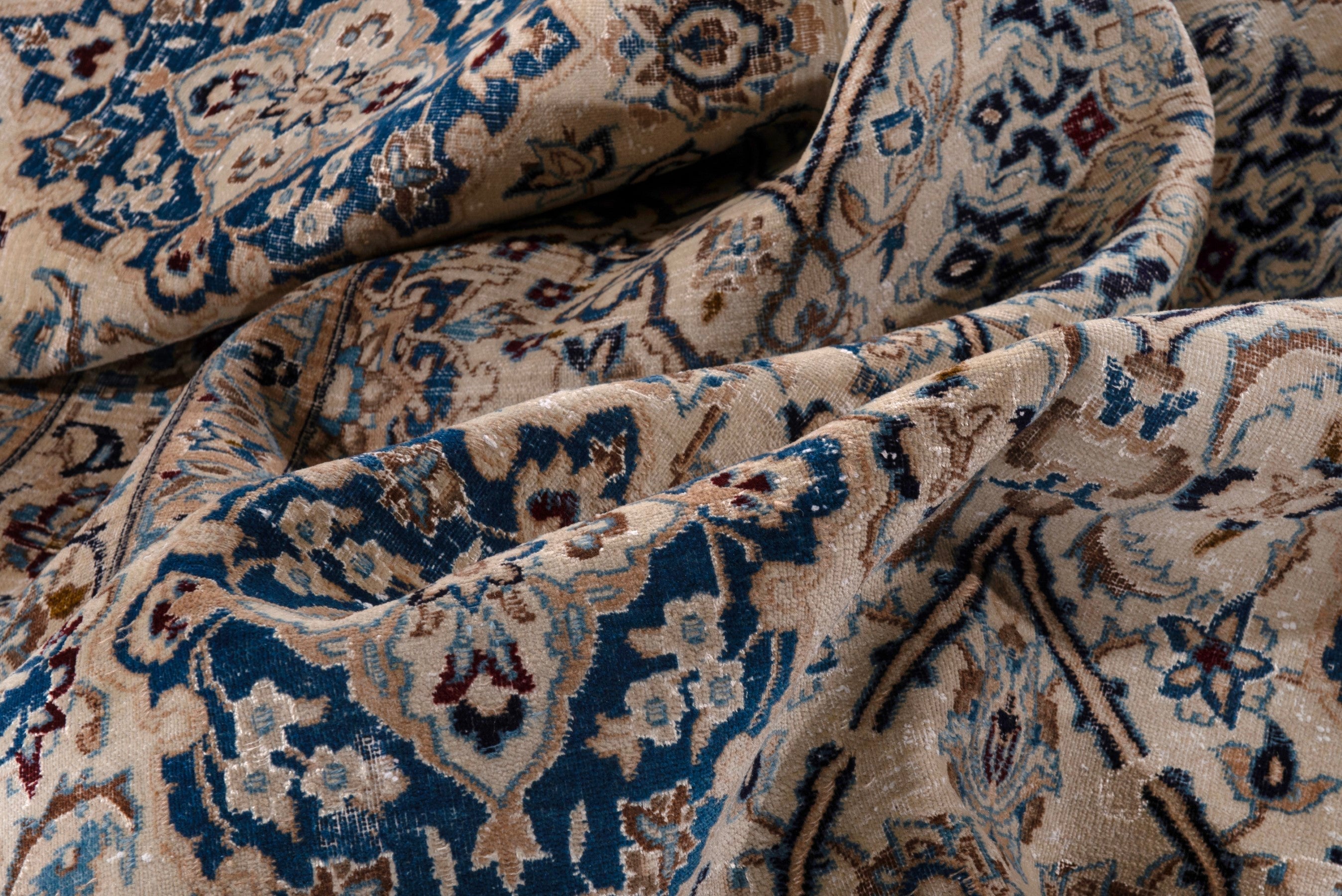 Persian Nain oversized rug in ivory and greige, view 20 of 24