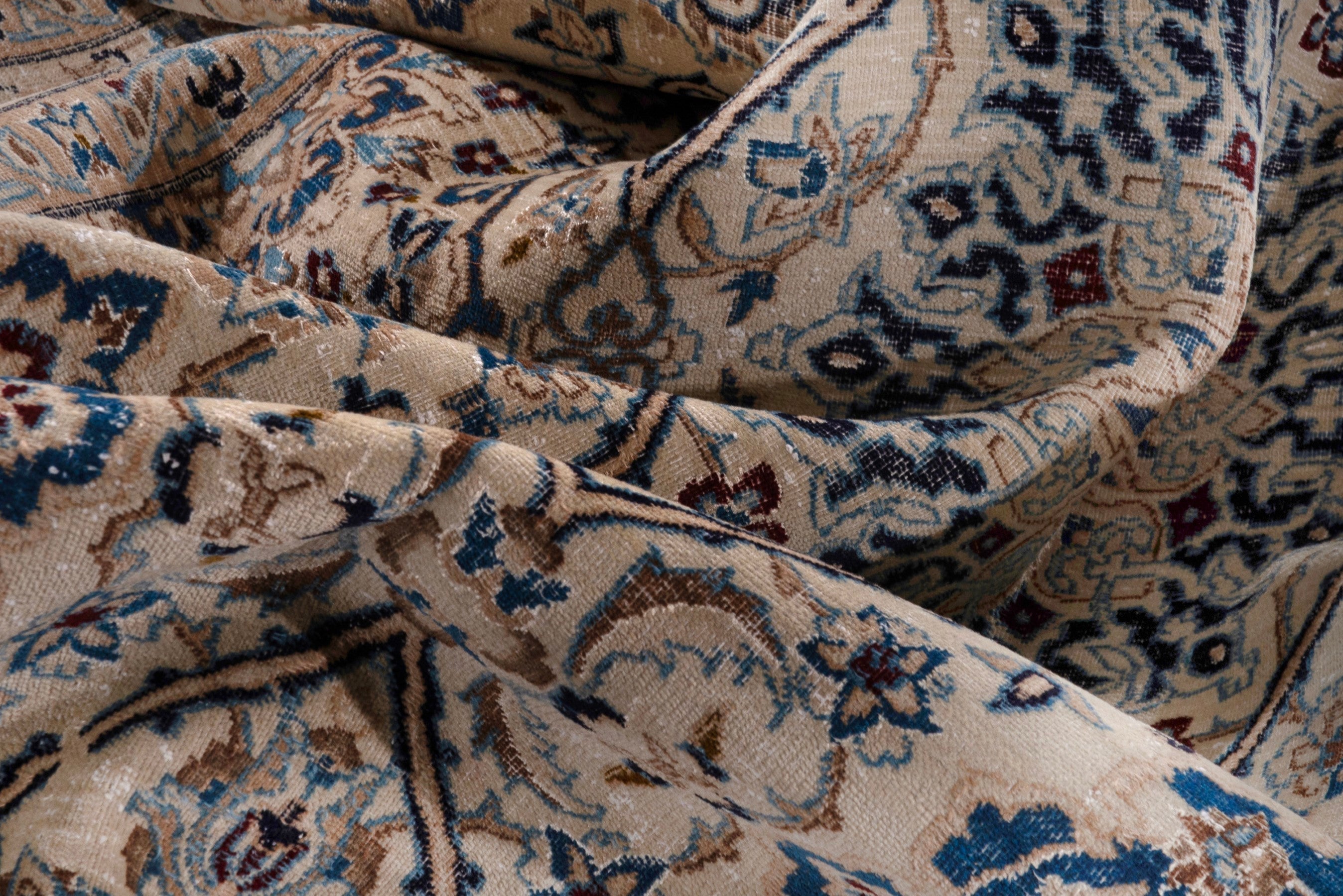 Persian Nain oversized rug in ivory and greige, view 21 of 24
