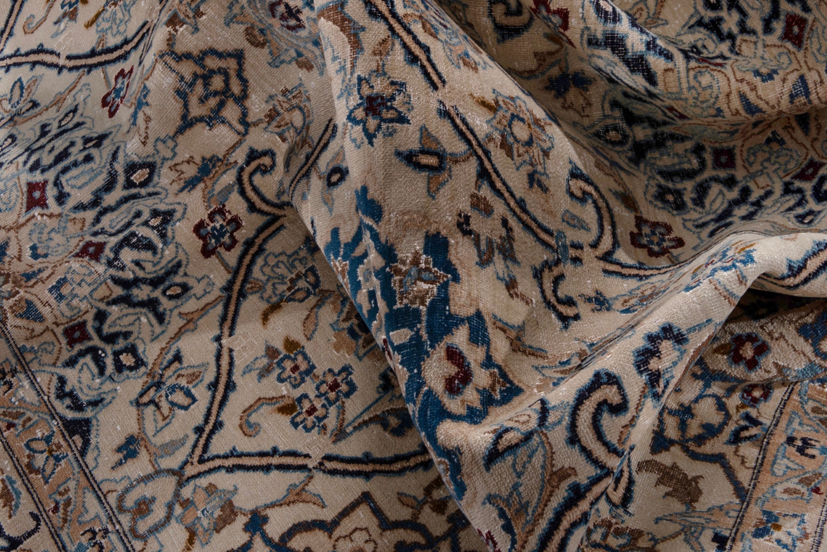 Persian Nain oversized rug in ivory and greige, view 22 of 24