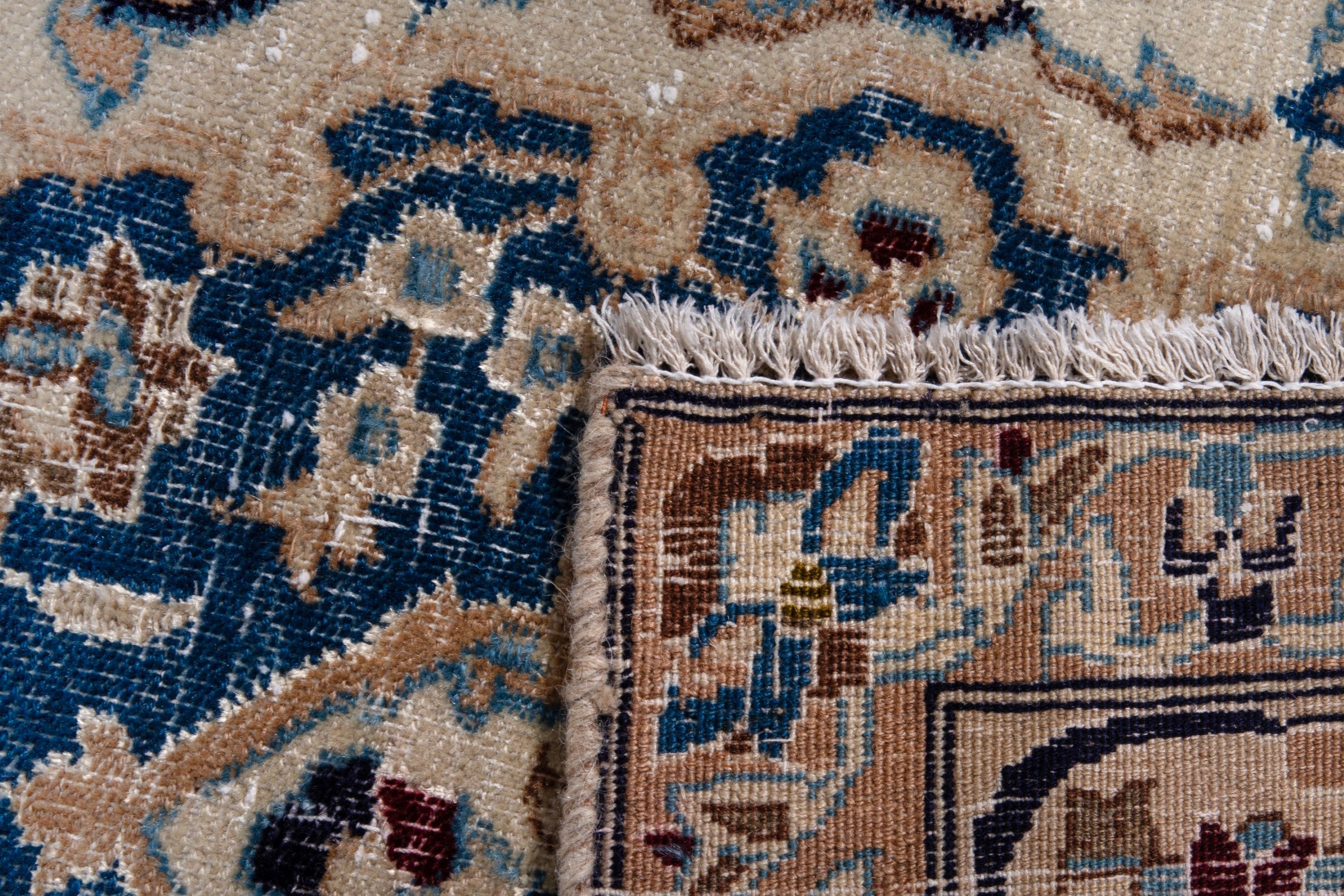 Persian Nain oversized rug in ivory and greige, view 24 of 24