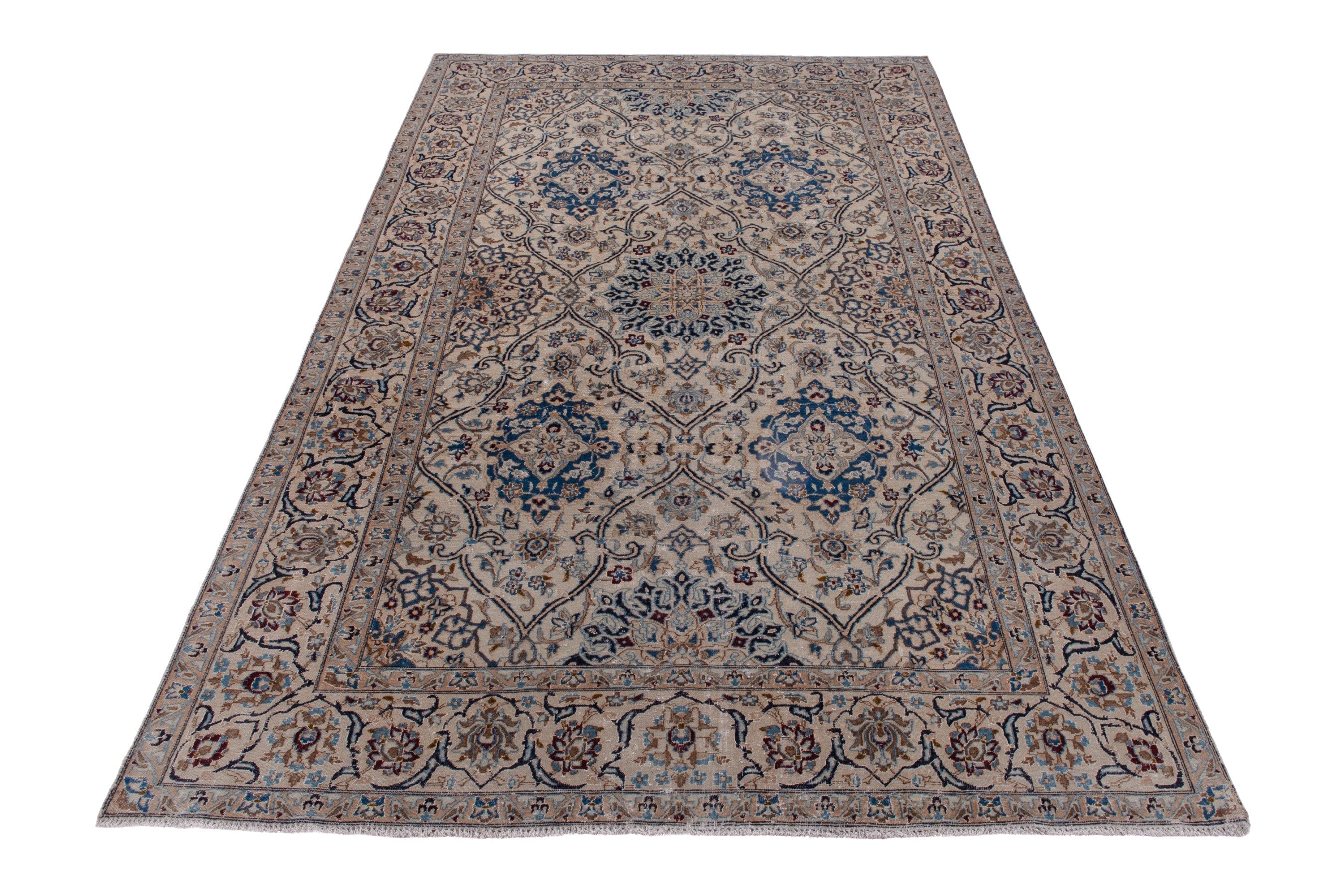 Persian Nain oversized rug in ivory and greige, view 3 of 24