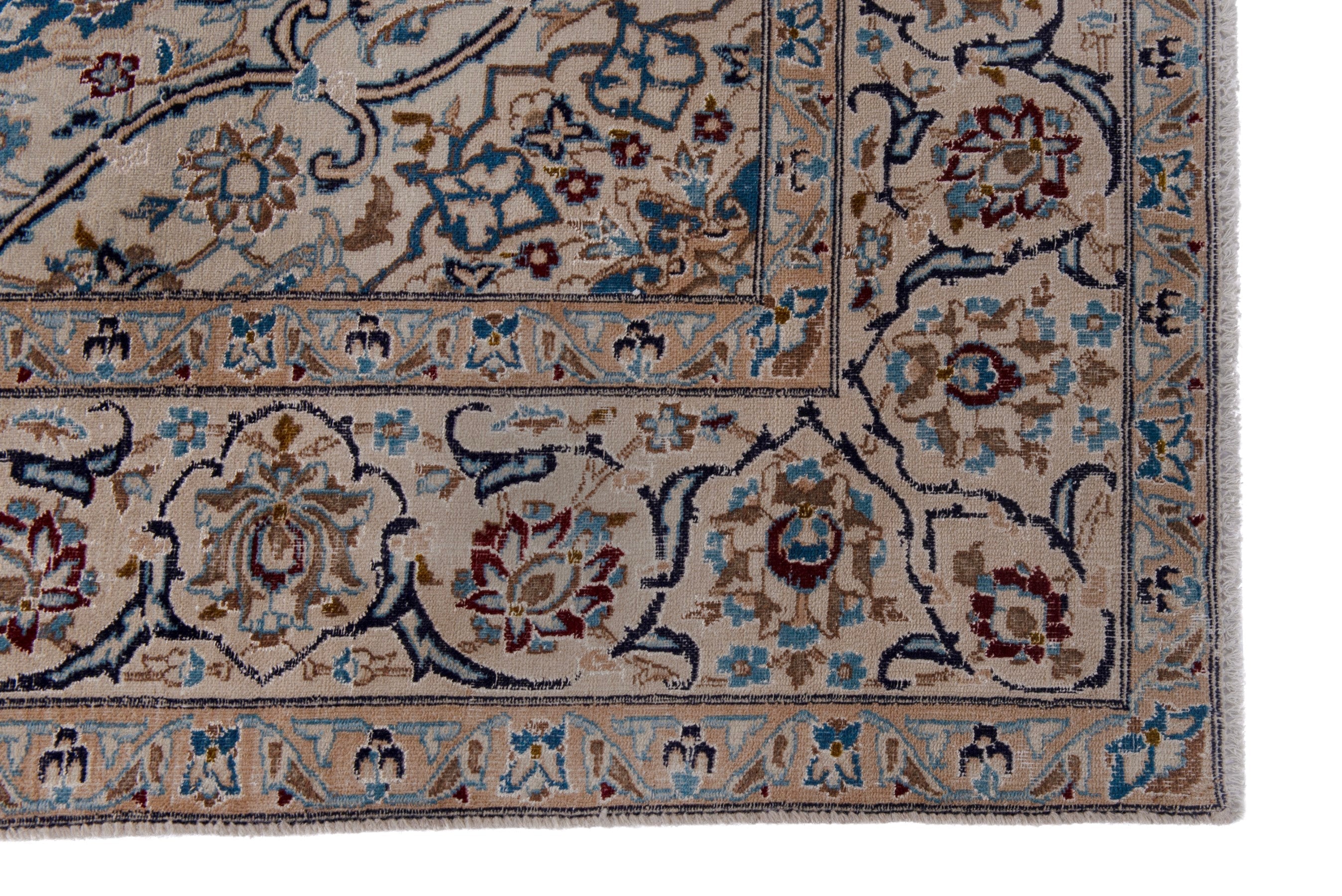 Persian Nain oversized rug in ivory and greige, view 5 of 24