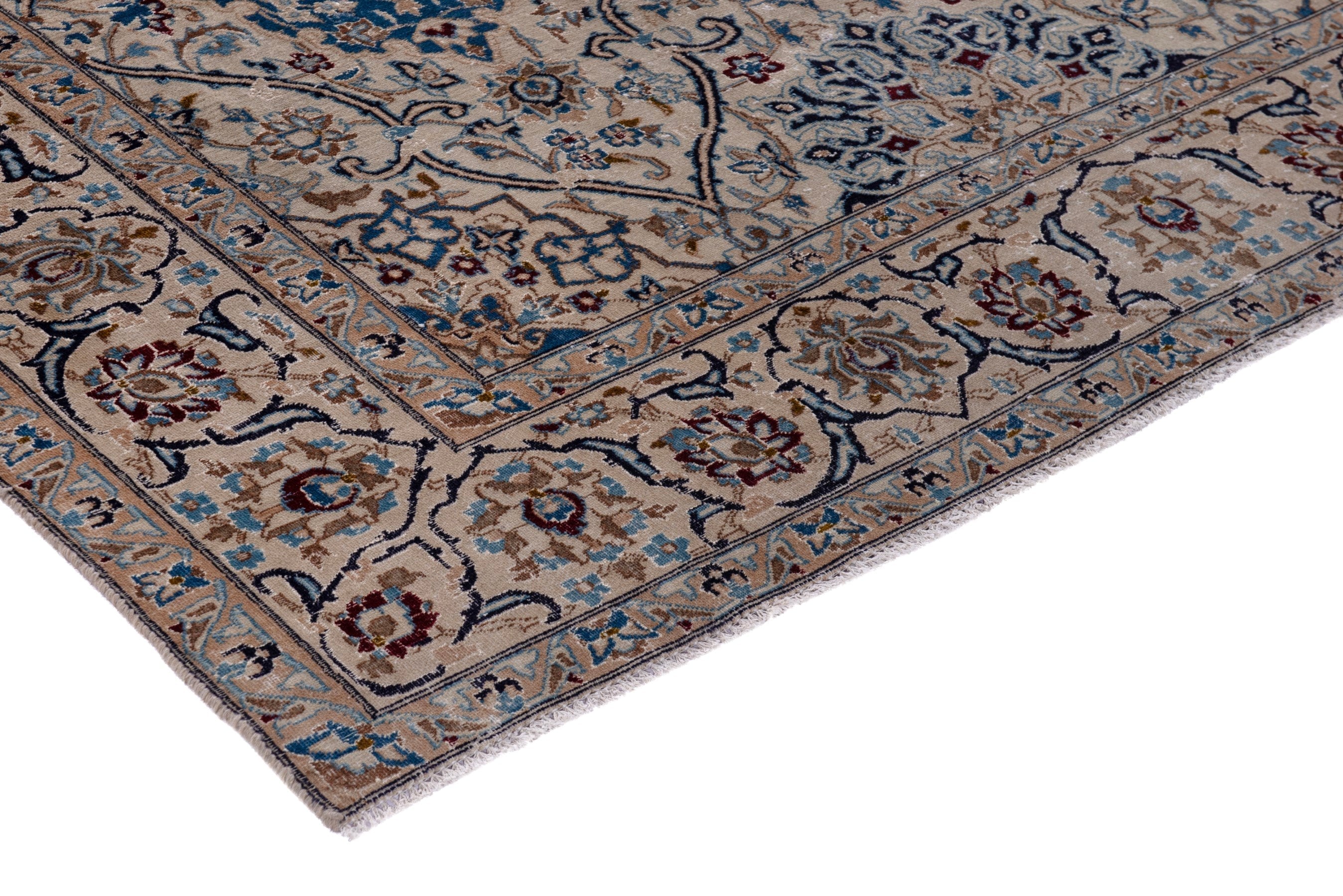 Persian Nain oversized rug in ivory and greige, view 4 of 24