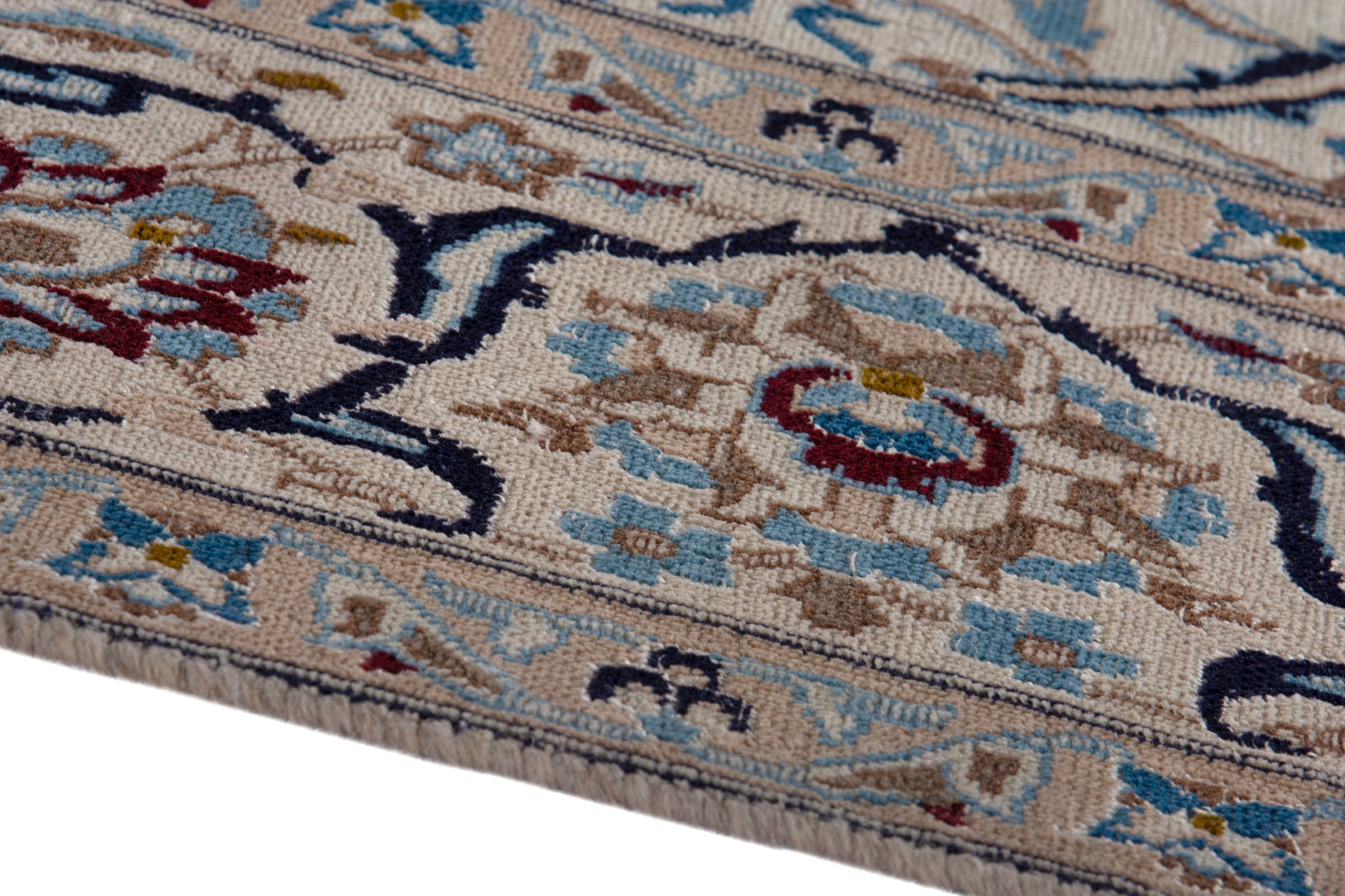 Persian Nain oversized rug in ivory and greige, view 8 of 24