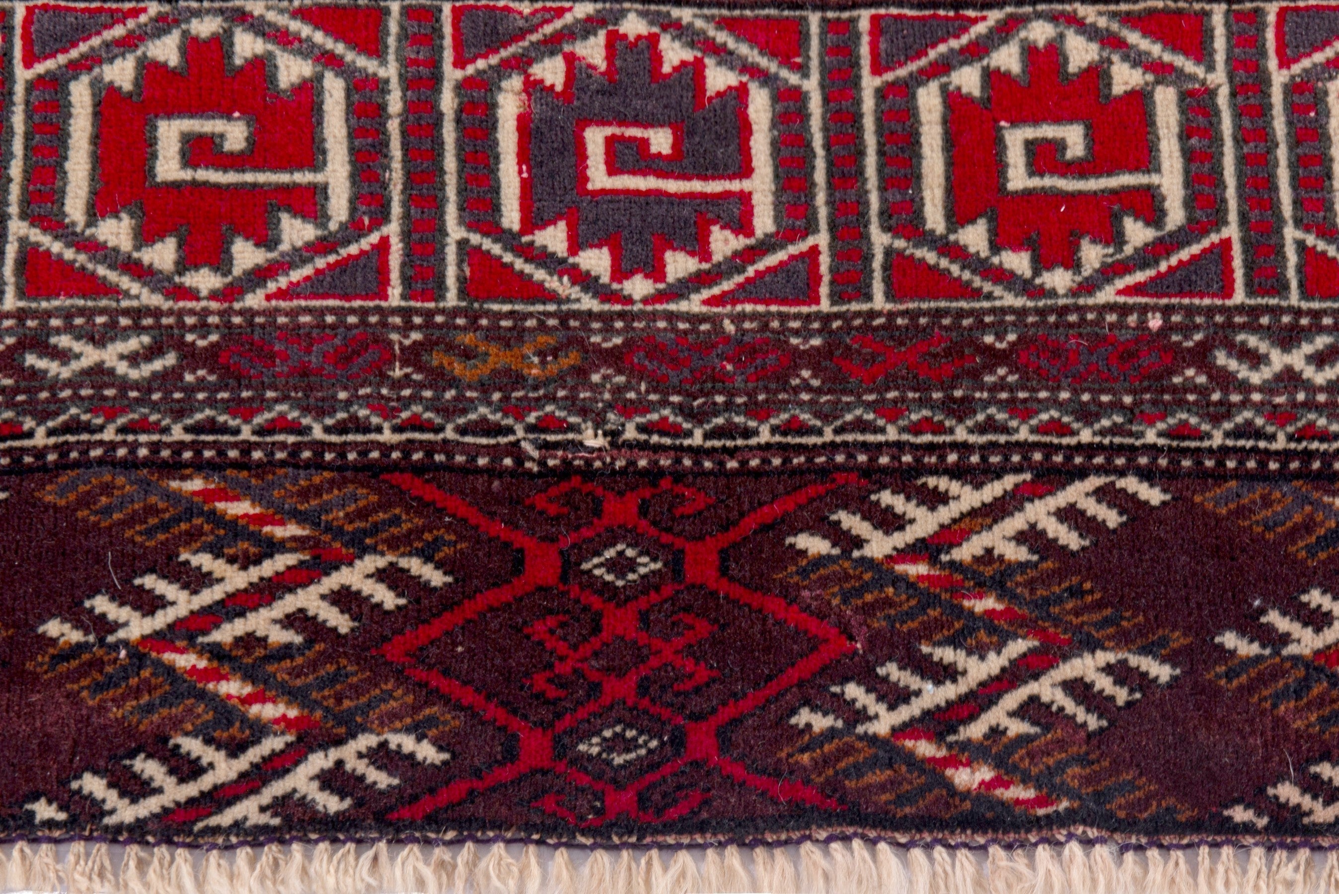 Persian Torkaman oversized rug in burgundy and brick, view 11 of 19