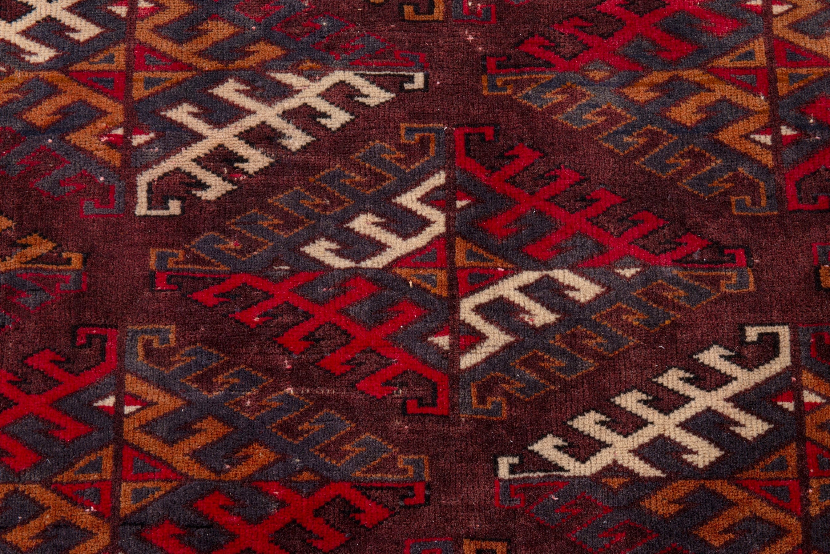 Persian Torkaman oversized rug in burgundy and brick, view 12 of 19