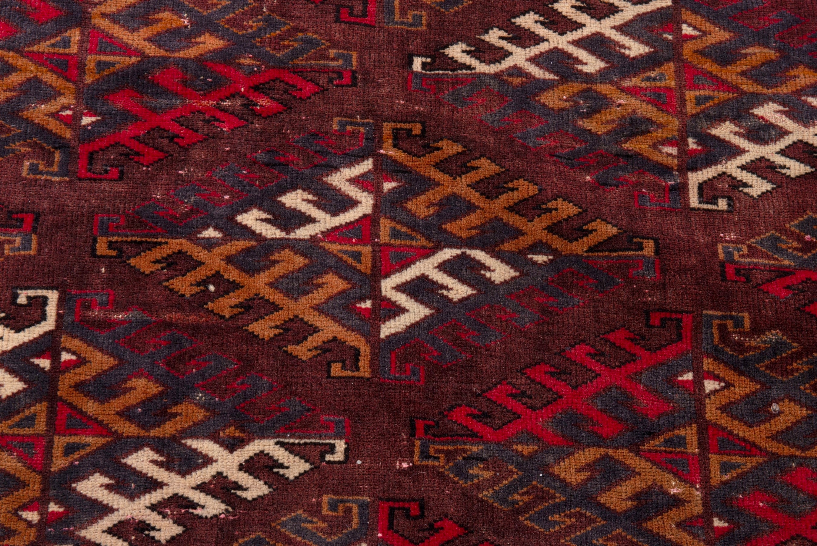 Persian Torkaman oversized rug in burgundy and brick, view 13 of 19