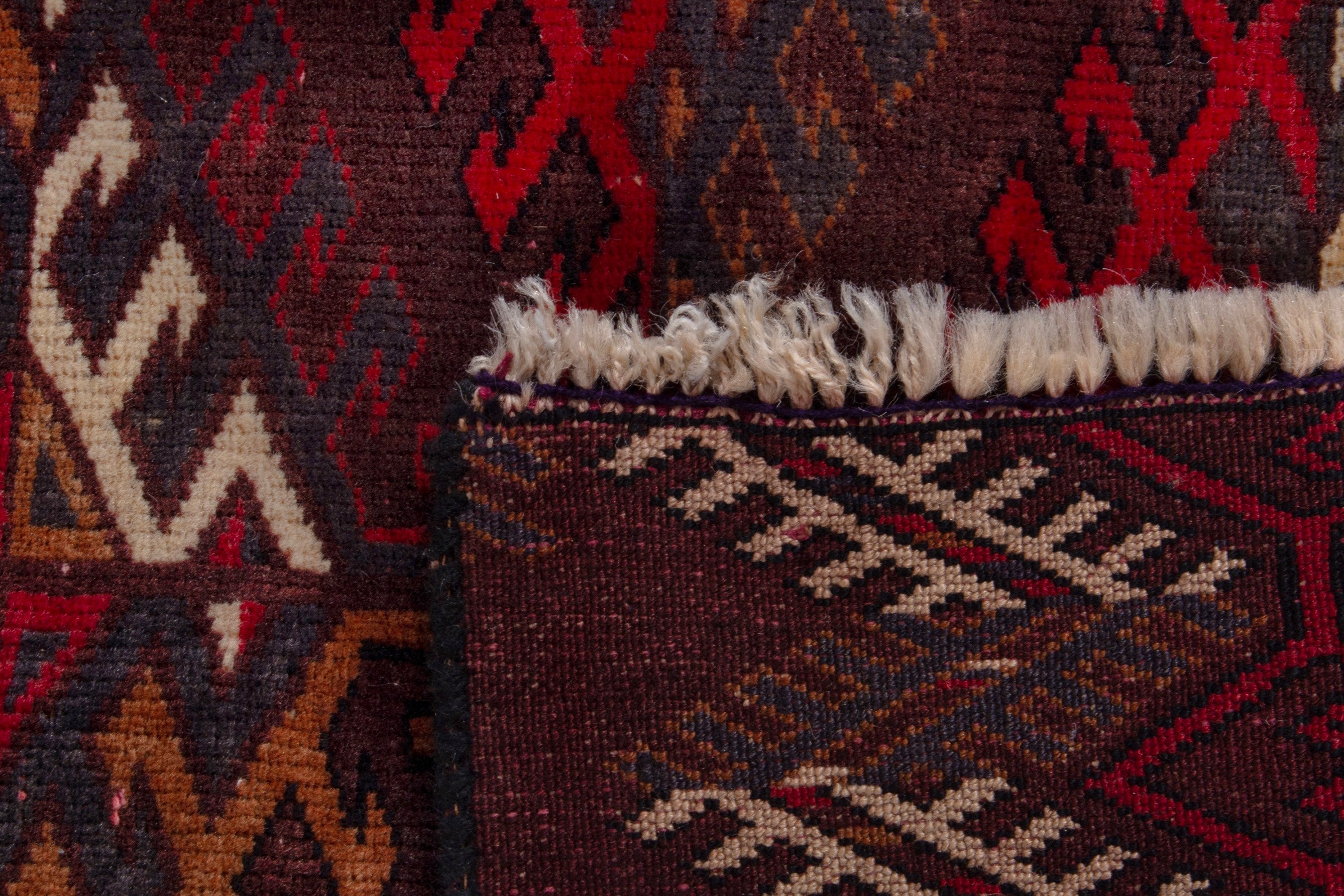 Persian Torkaman oversized rug in burgundy and brick, view 19 of 19