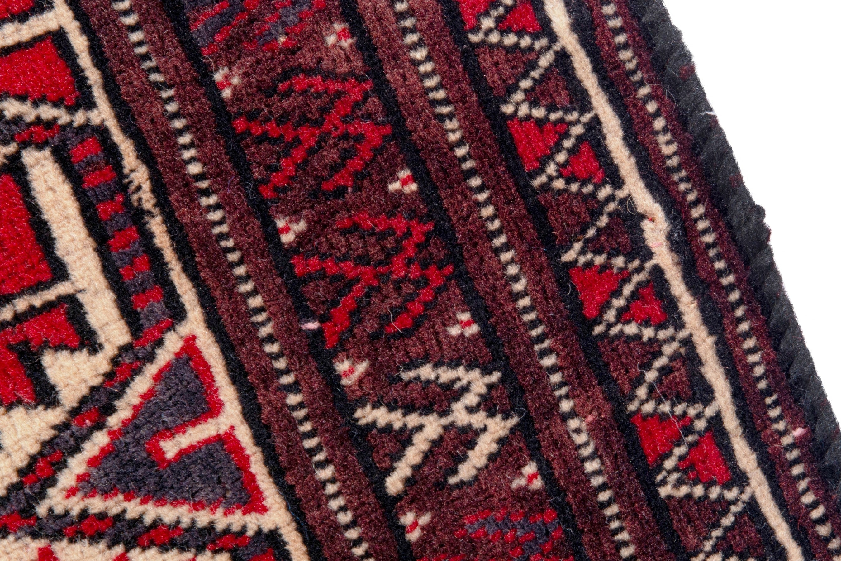 Persian Torkaman oversized rug in burgundy and brick, view 7 of 19