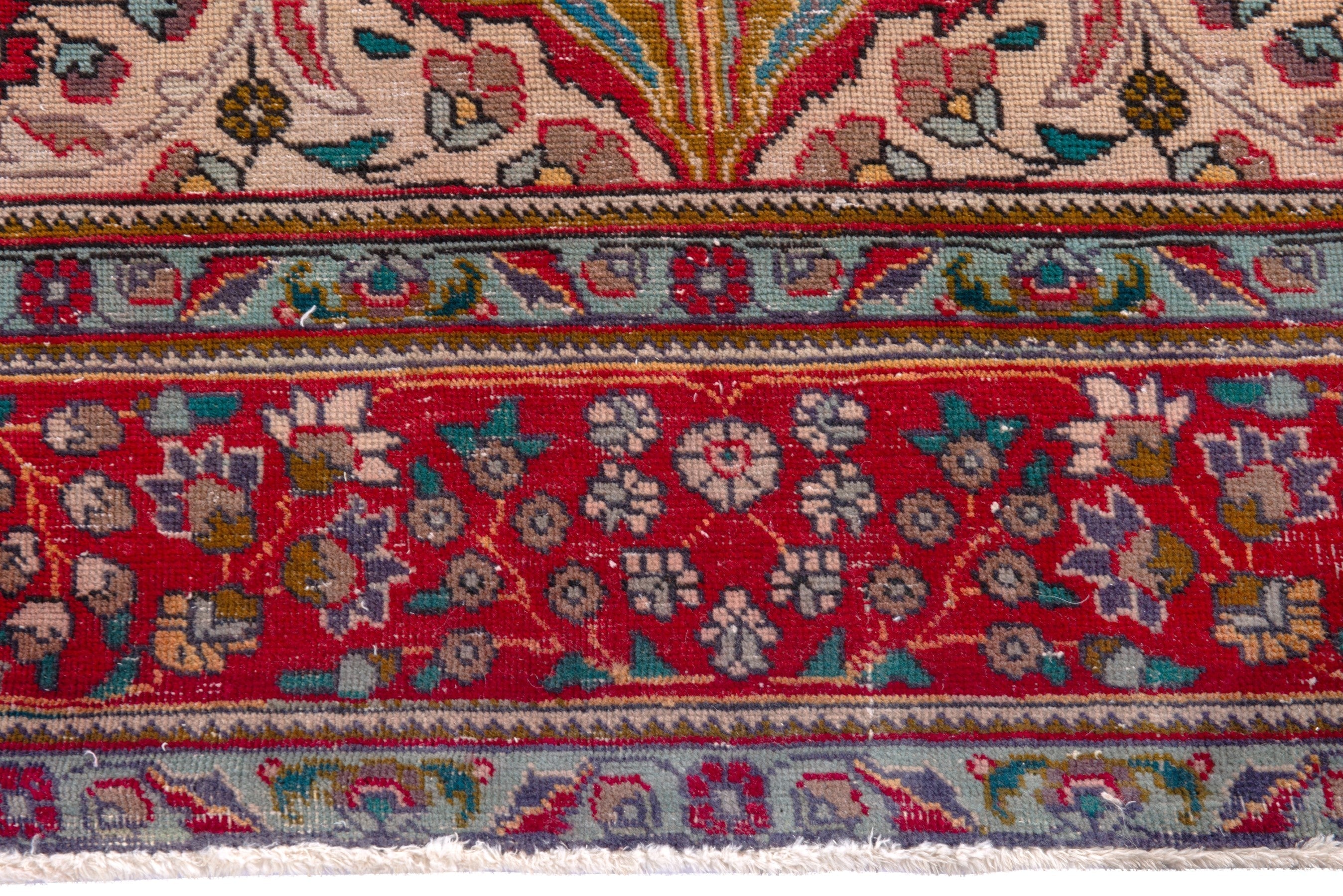 Persian Tabriz area rug in blue gray and faded red, view 11 of 22