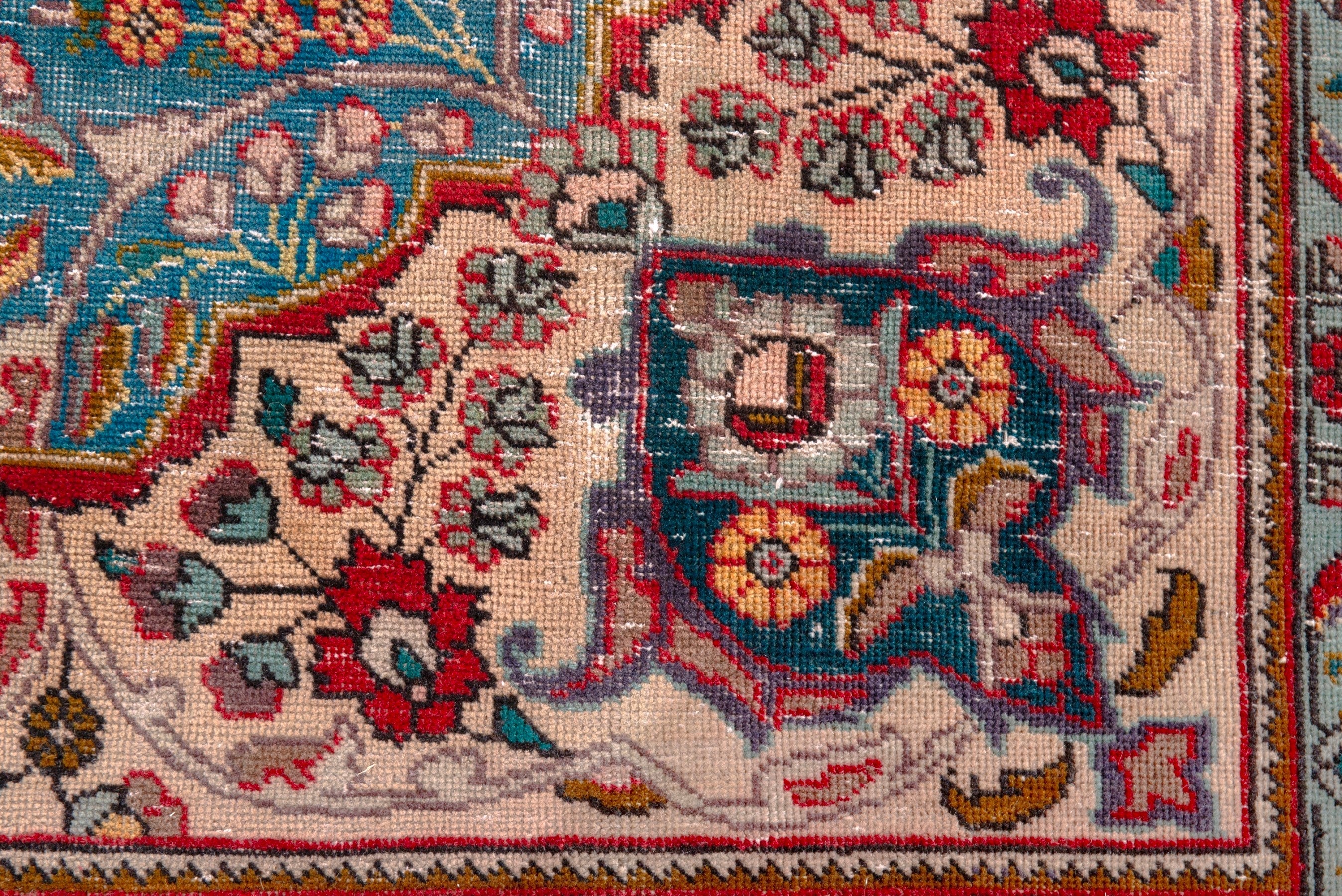 Persian Tabriz area rug in blue gray and faded red, view 12 of 22
