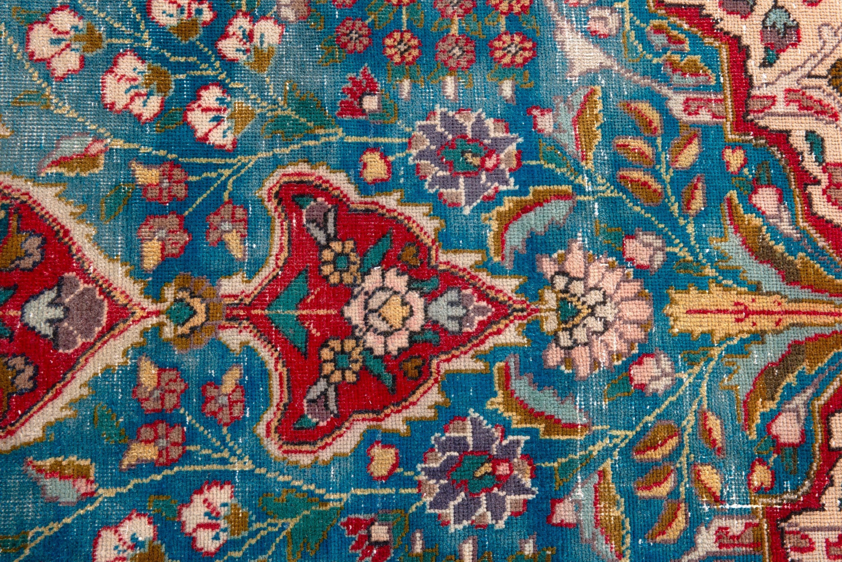 Persian Tabriz area rug in blue gray and faded red, view 14 of 22