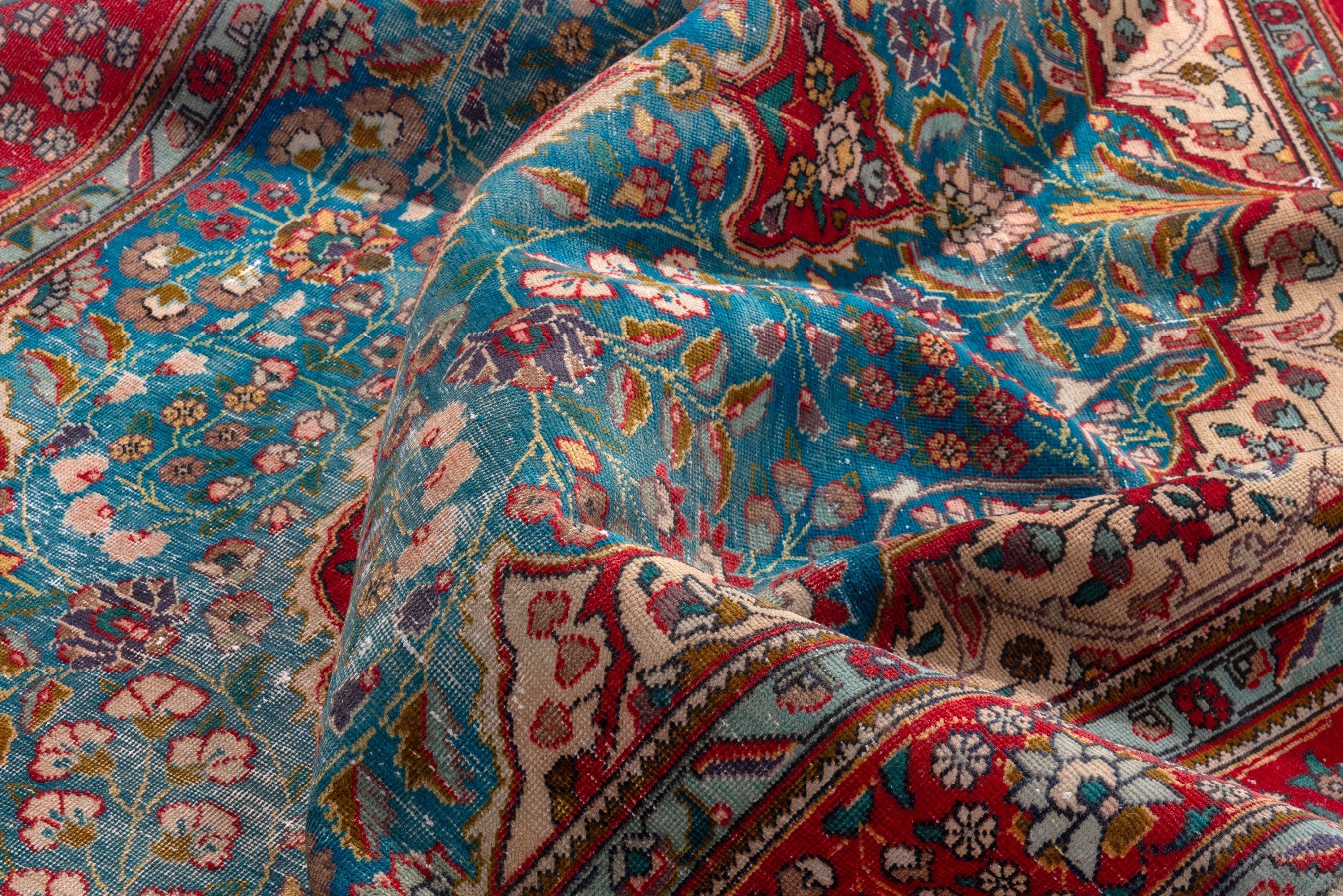 Persian Tabriz area rug in blue gray and faded red, view 20 of 22
