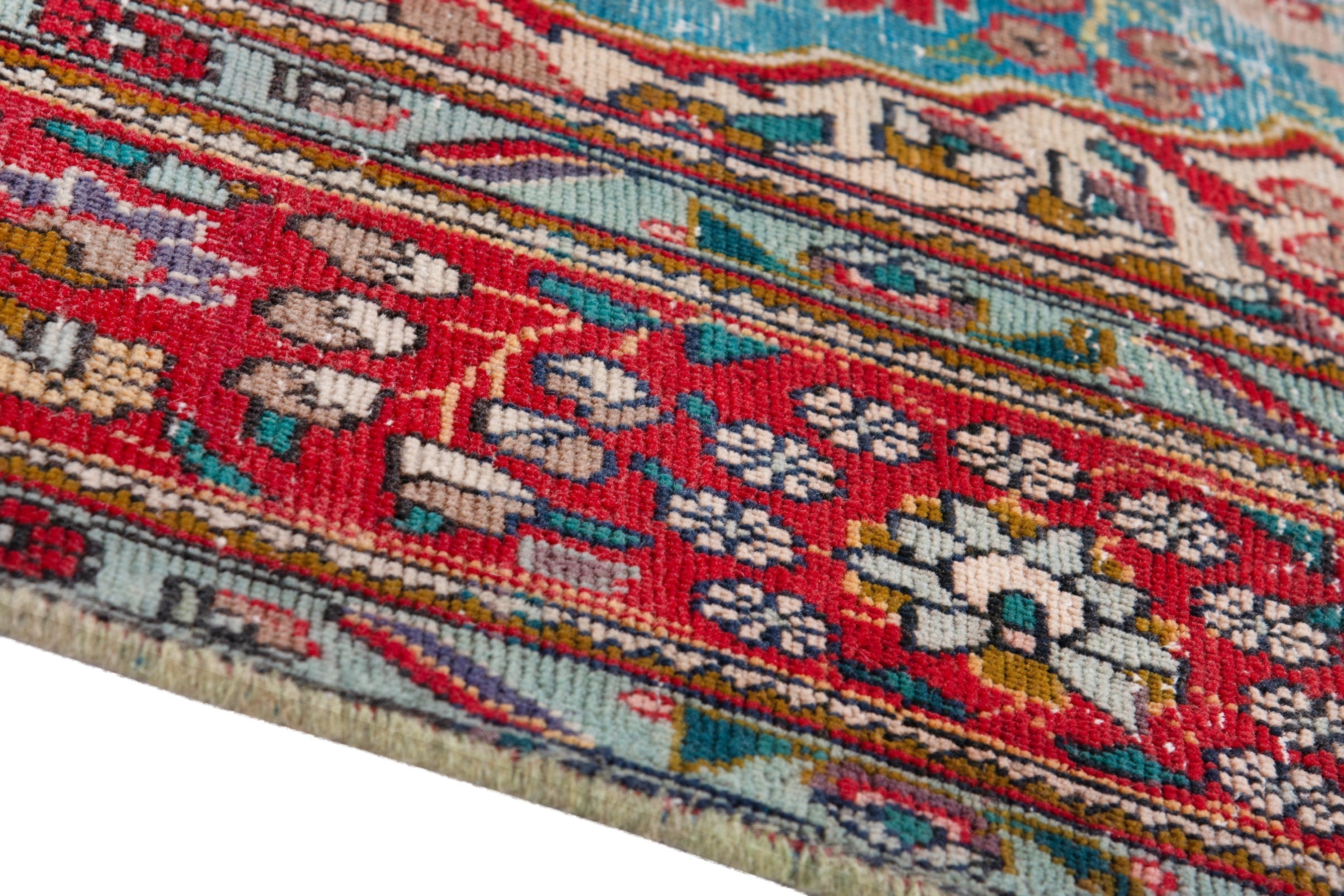 Persian Tabriz area rug in blue gray and faded red, view 8 of 22