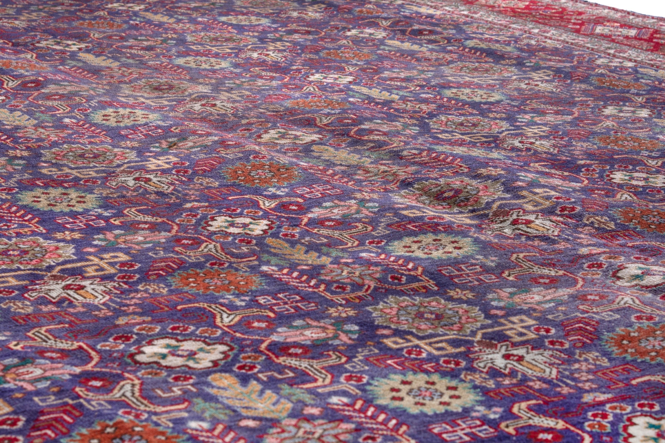 Persian Tabriz oversized rug in deep indigo and deep red, view 10 of 21