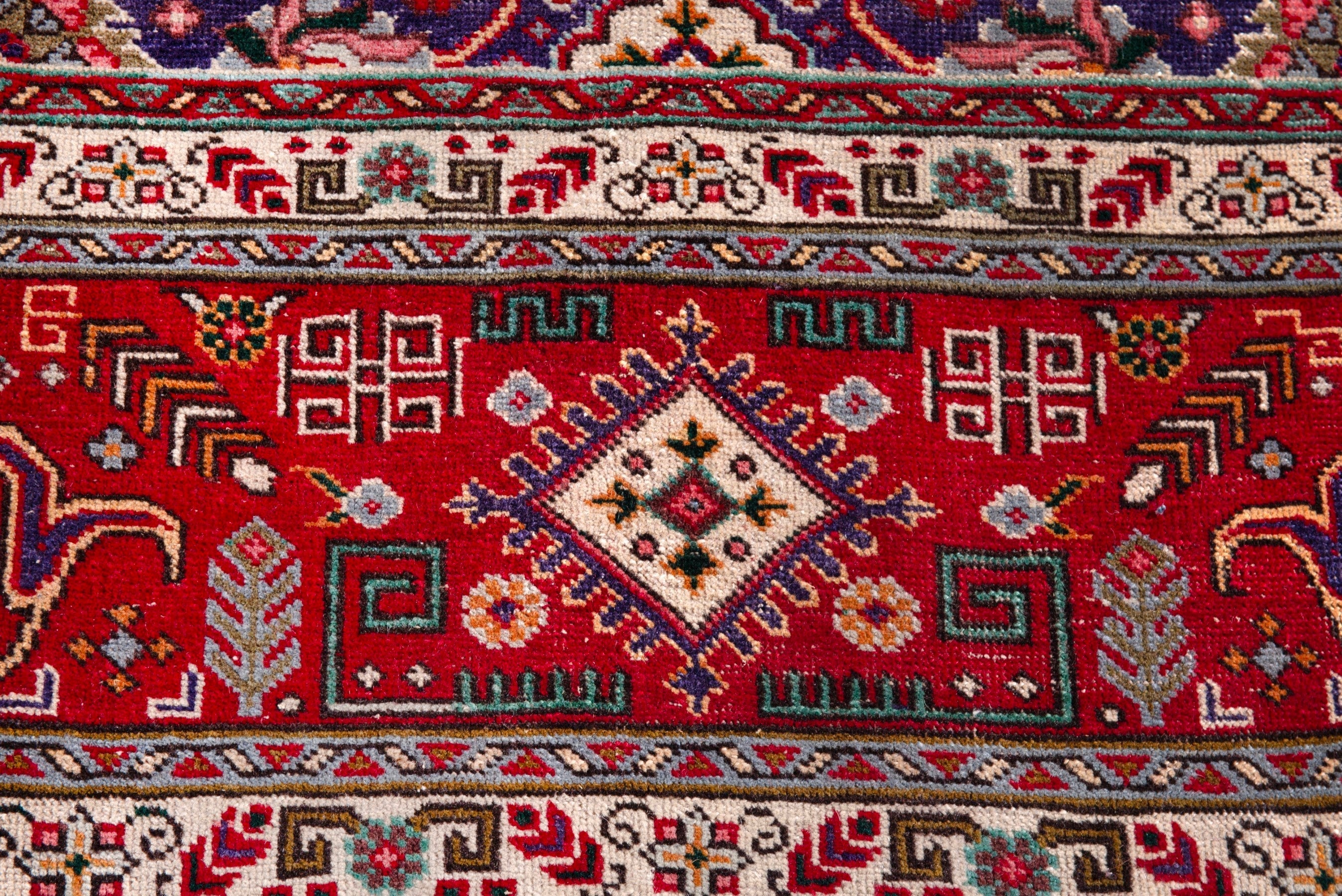 Persian Tabriz oversized rug in deep indigo and deep red, view 16 of 21