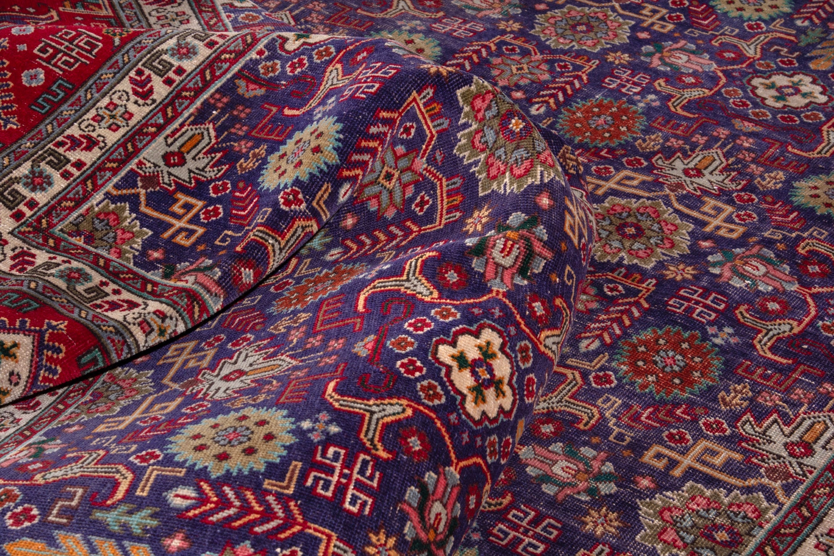 Persian Tabriz oversized rug in deep indigo and deep red, view 18 of 21
