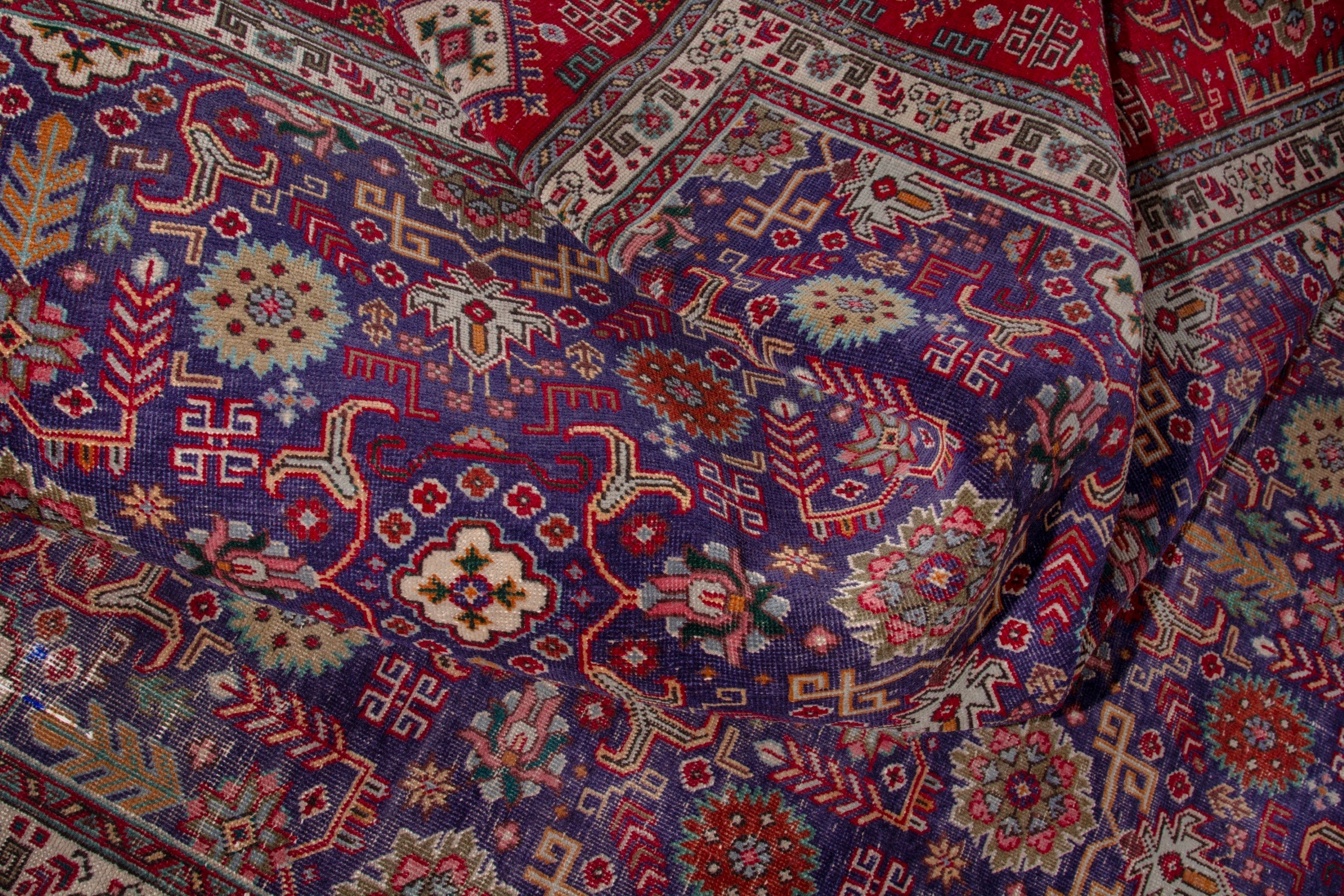 Persian Tabriz oversized rug in deep indigo and deep red, view 20 of 21