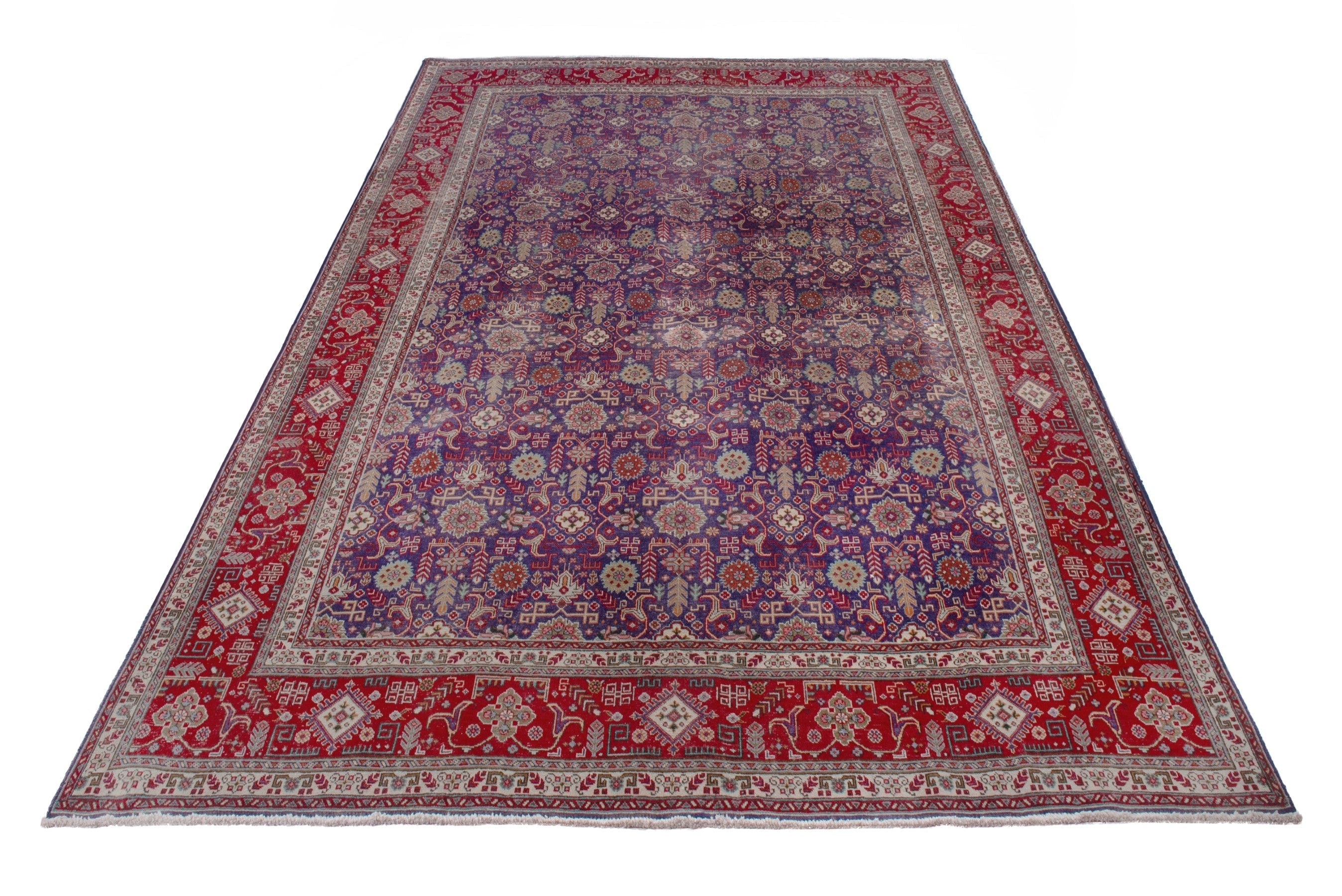 Persian Tabriz oversized rug in deep indigo and deep red, view 2 of 21