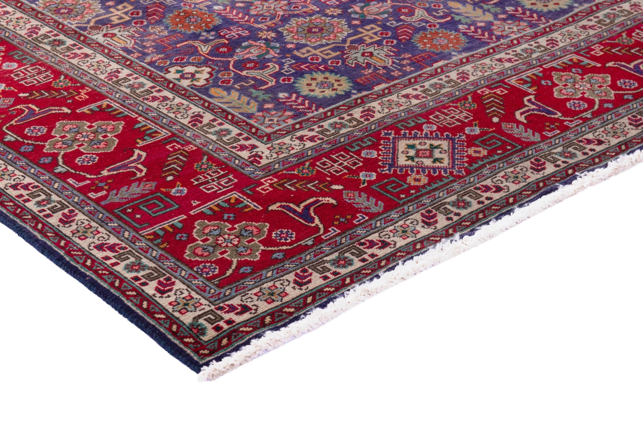 Persian Tabriz oversized rug in deep indigo and deep red, view 4 of 21