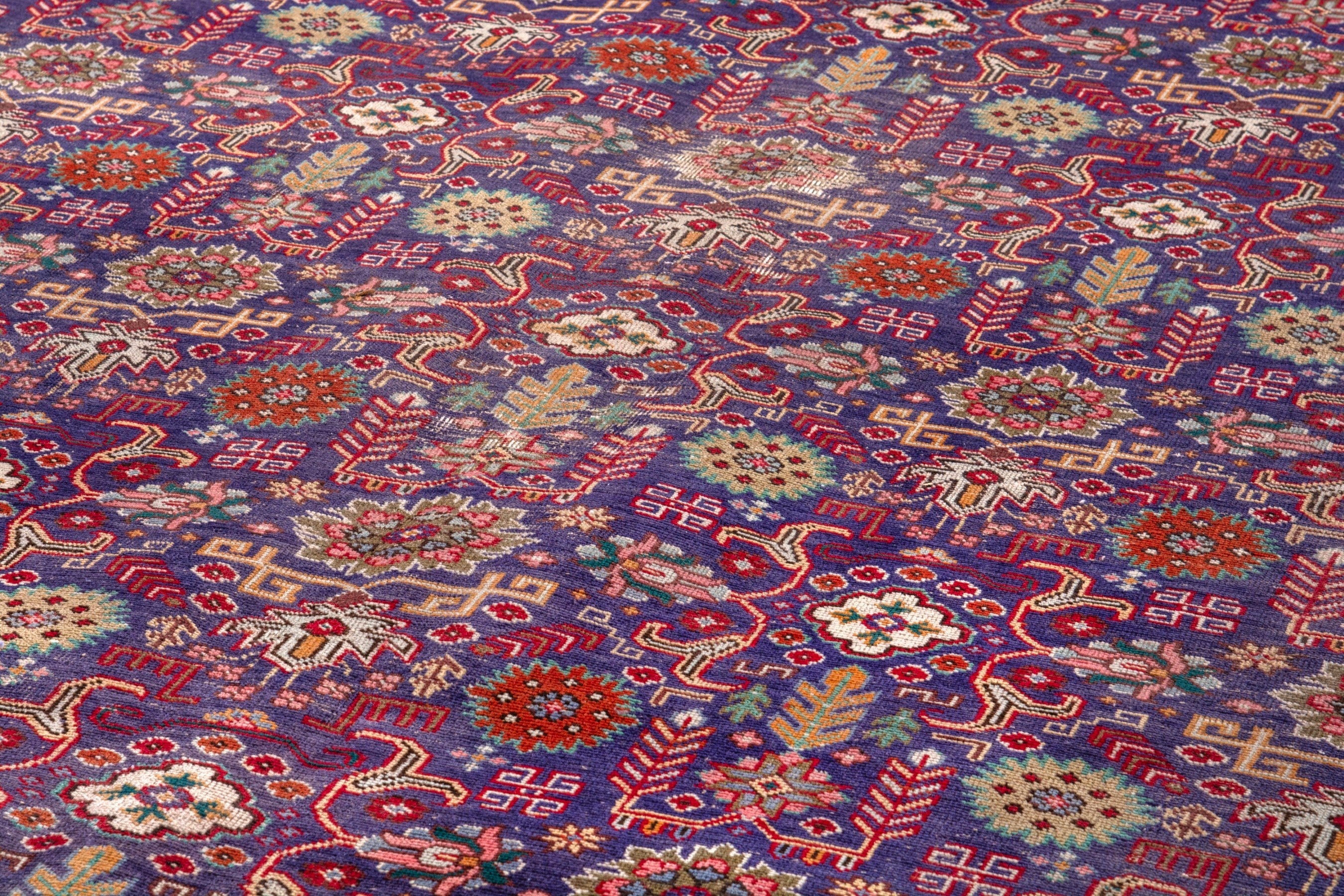 Persian Tabriz oversized rug in deep indigo and deep red, view 9 of 21