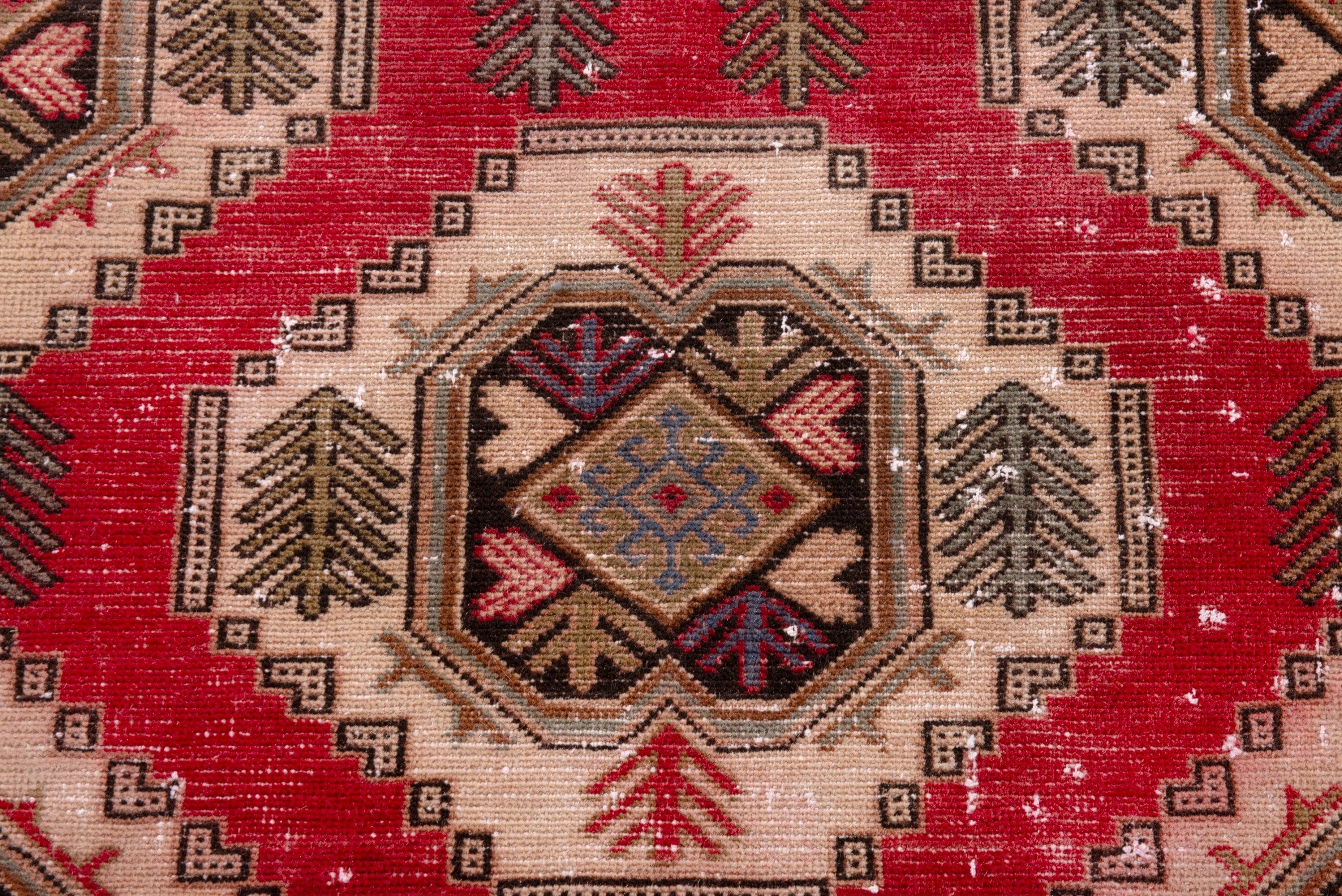 Persian Torkaman oversized rug in deep red and tan, view 12 of 21