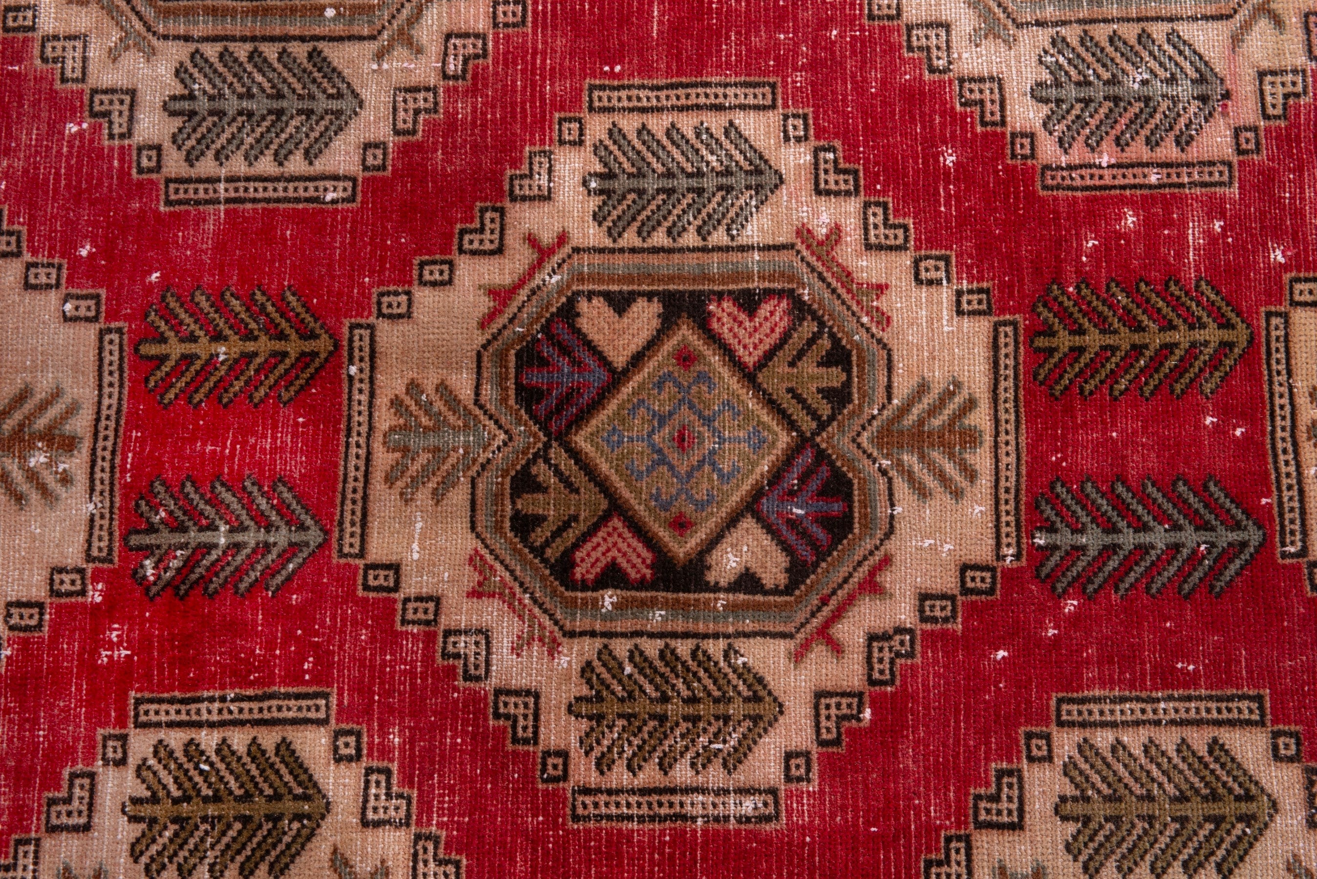 Persian Torkaman oversized rug in deep red and tan, view 15 of 21