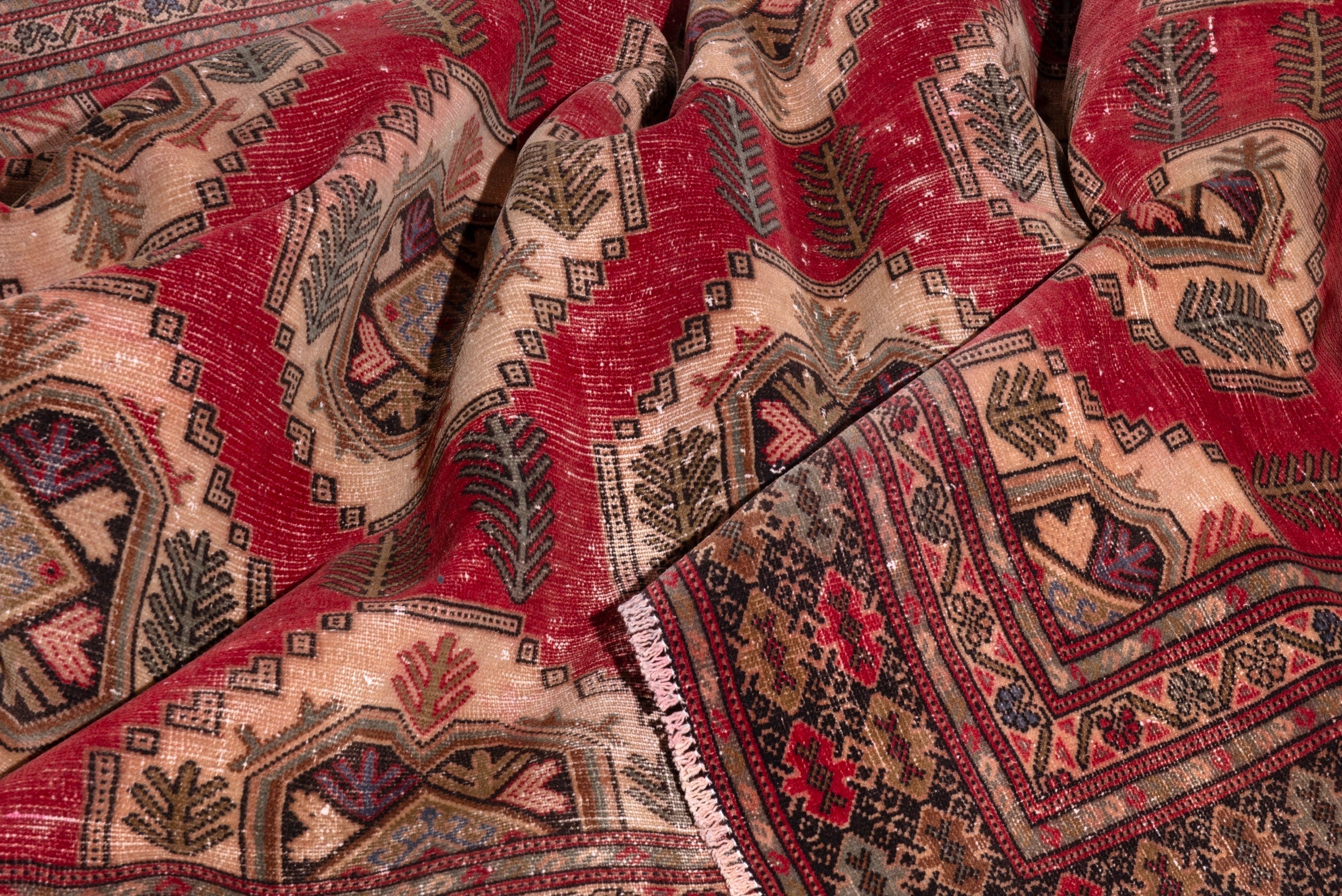 Persian Torkaman oversized rug in deep red and tan, view 16 of 21