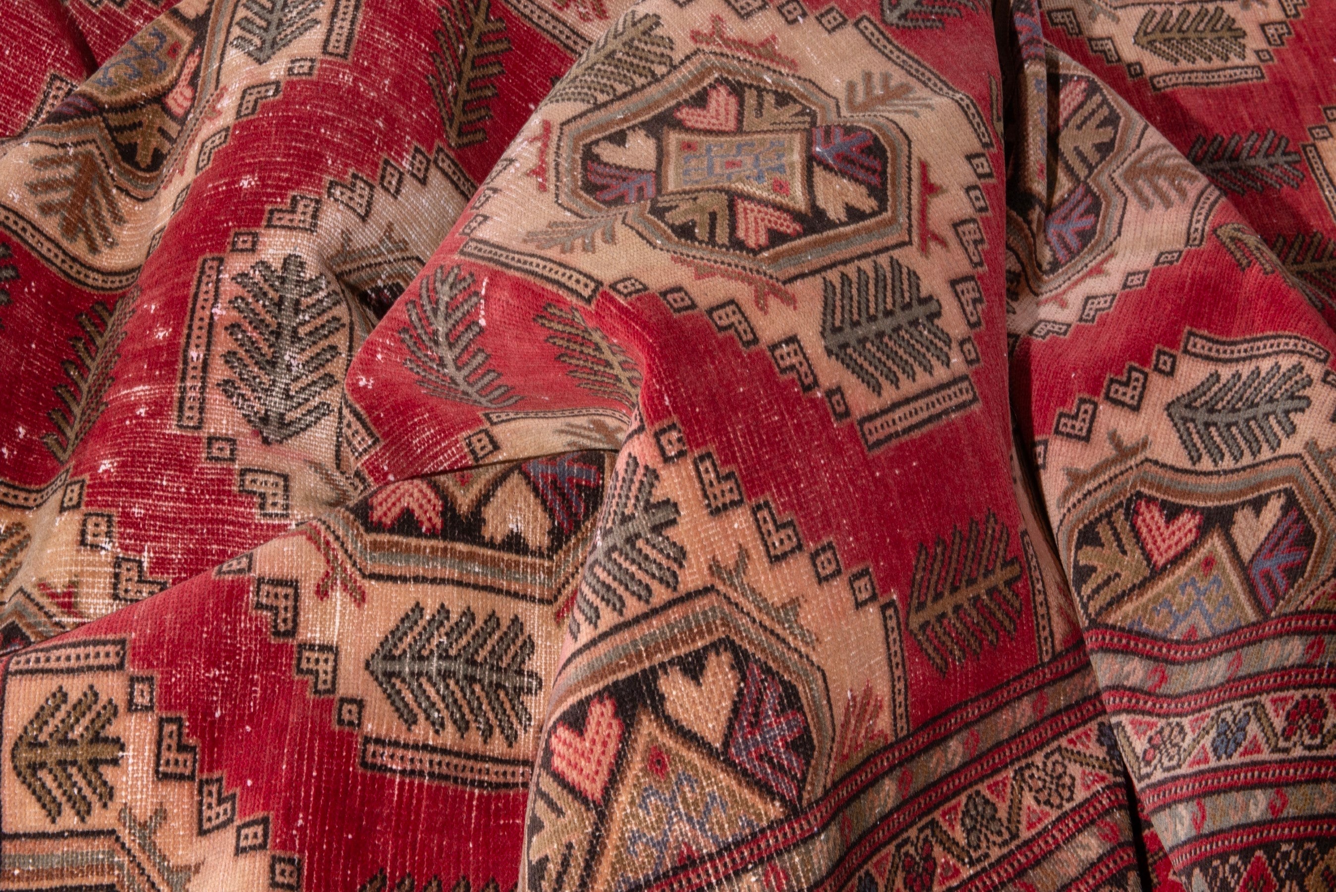 Persian Torkaman oversized rug in deep red and tan, view 17 of 21