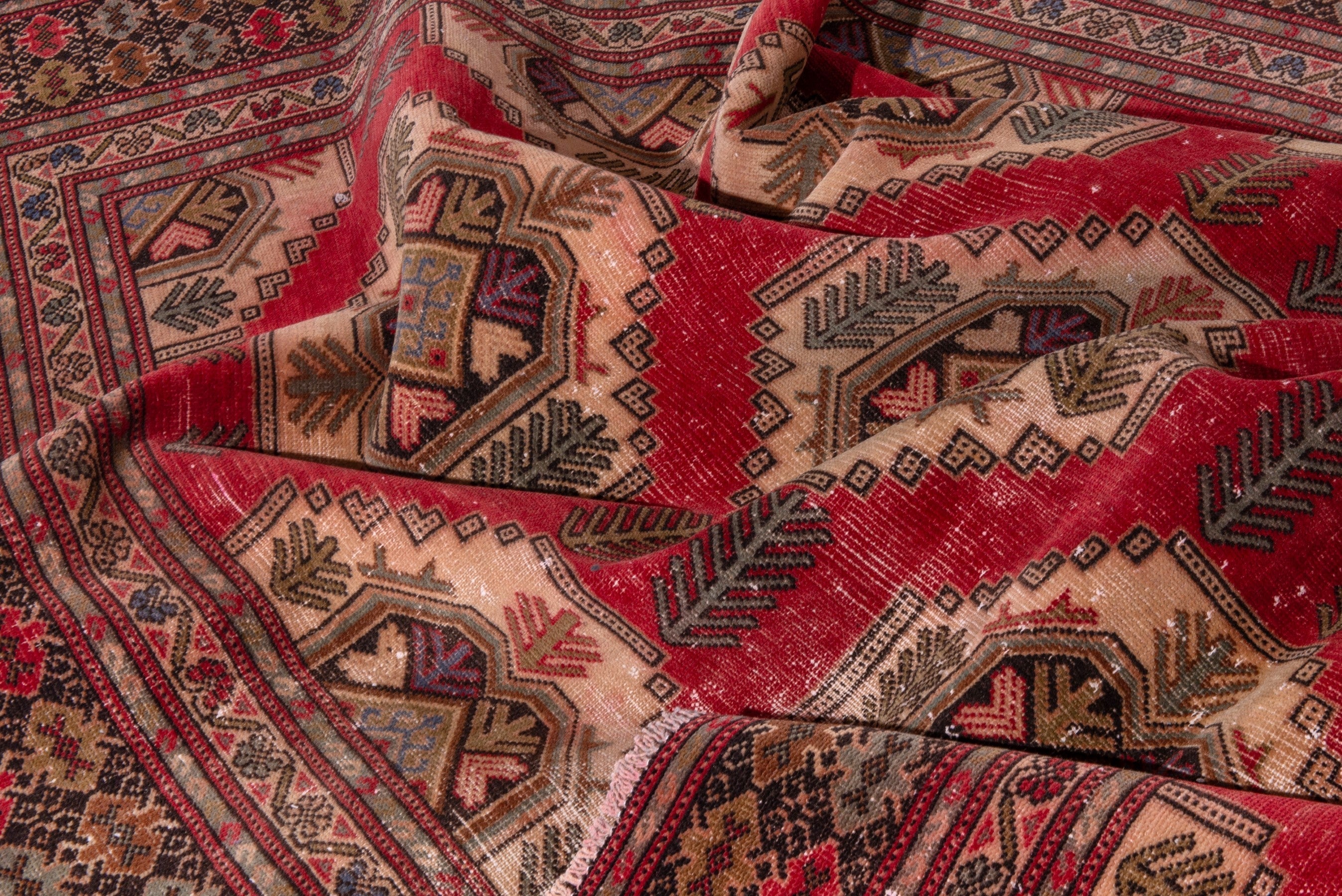 Persian Torkaman oversized rug in deep red and tan, view 18 of 21
